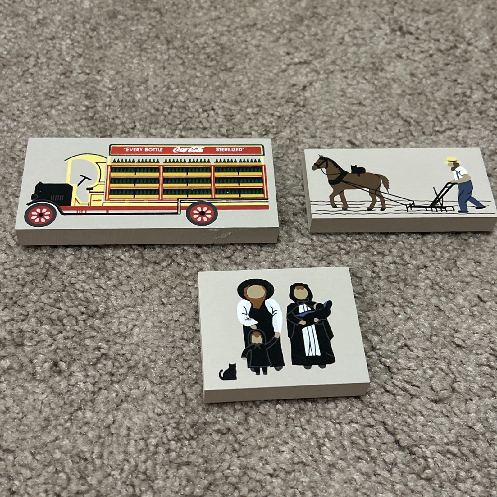 Cat’s Meow Village 1993 Accessories Amish Family & Man Plow ‘29 Coca Cola Truck