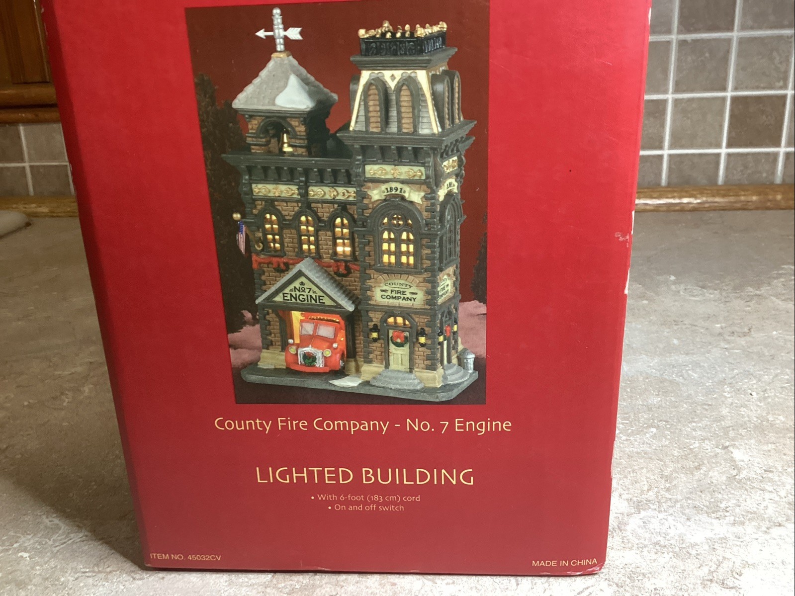Lemax County Fire Department- Lit Building In Original Box W/ Light Cord-8 READ