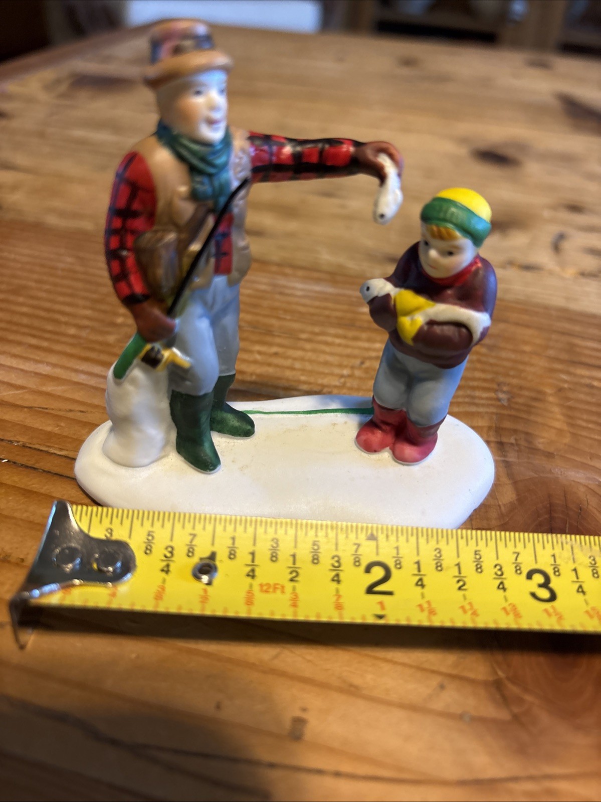 Lemax Village Fisherman W Little Boy. Vtg Poles Small. (a41