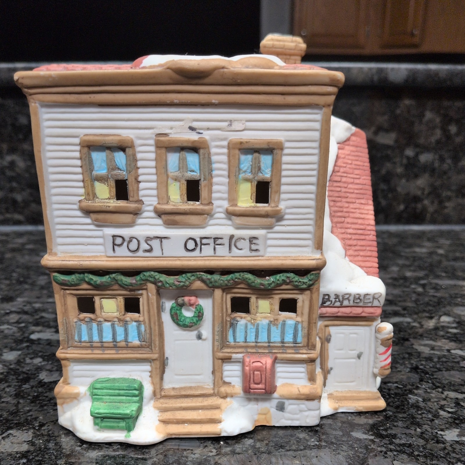 Vtg. Noma Dickensville Lighted Christmas Village Post Office And Barber Shop