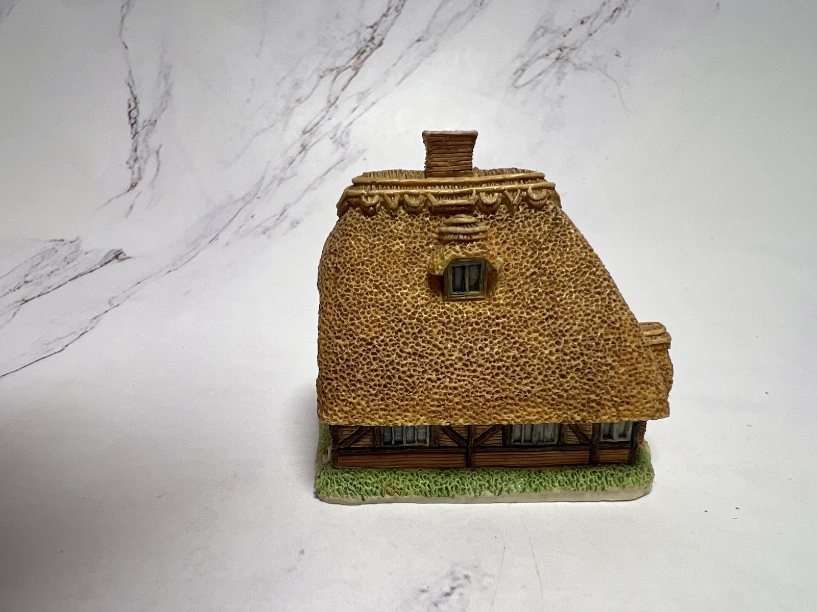 Vintage Storybook Cottage House Figurine Thatched Roof English Cottage Miniature