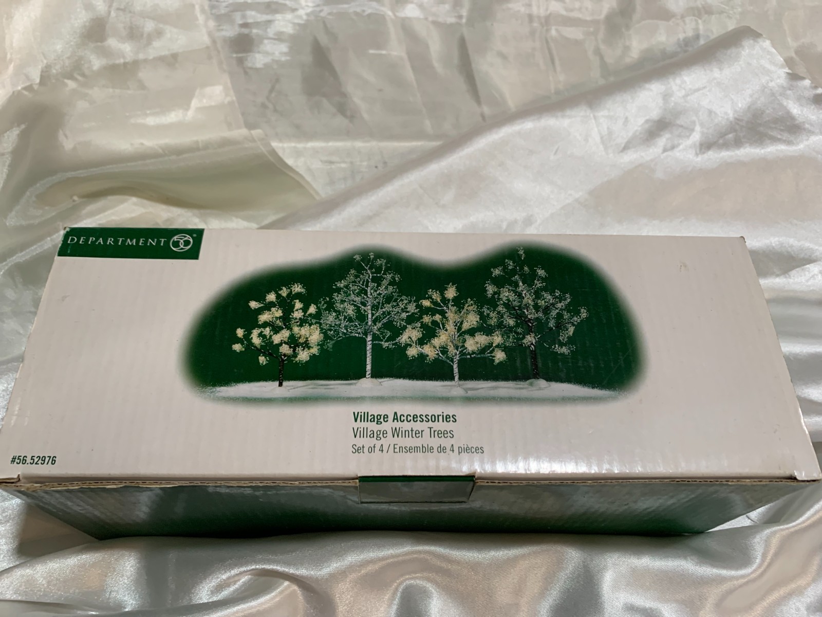 Department 56 Village Winter Trees Set of 4 Snow Village Accessory w/ Box