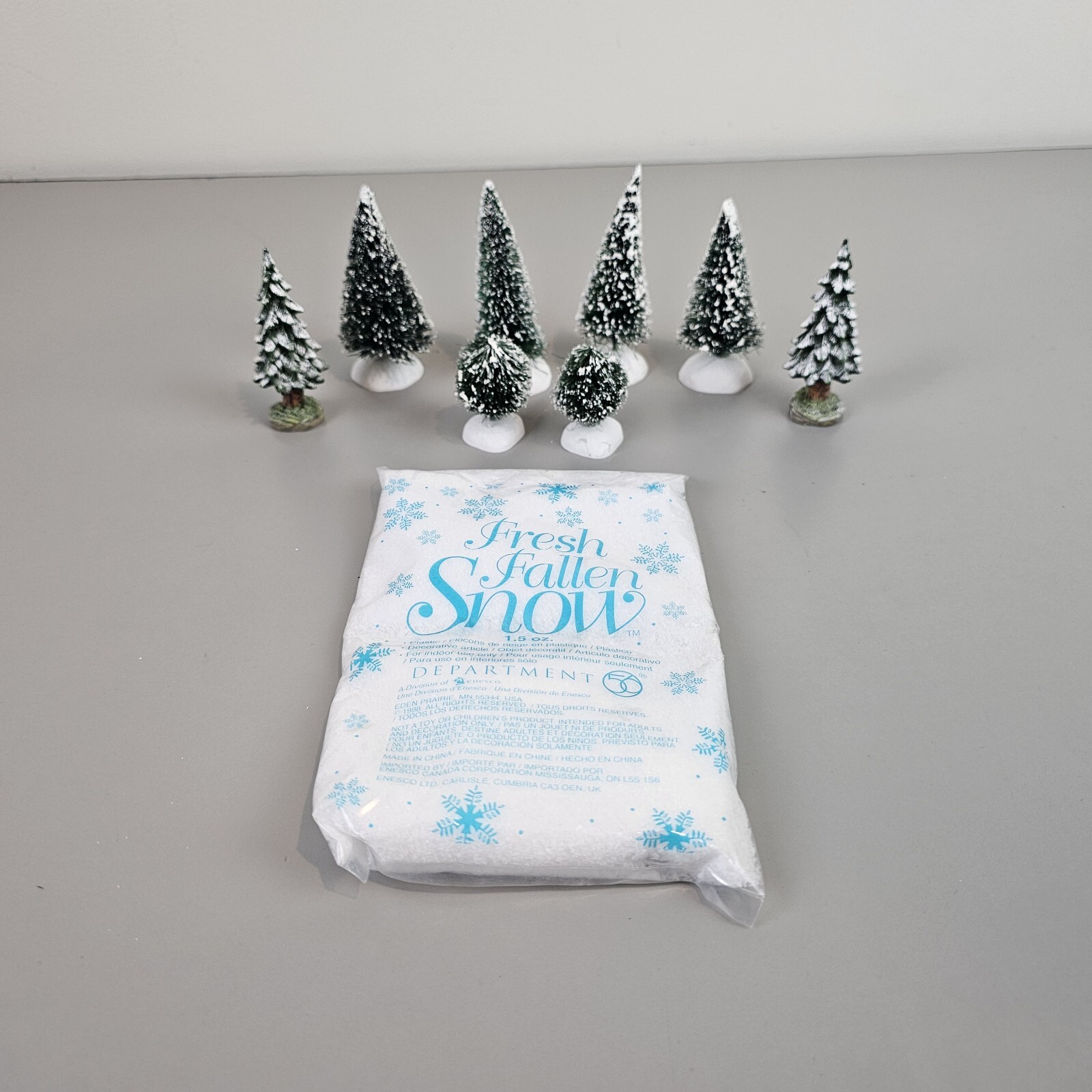 Department Dept 56 – 8 Miniature Trees And 1.5 Oz Bag Of Fresh Fallen Snow
