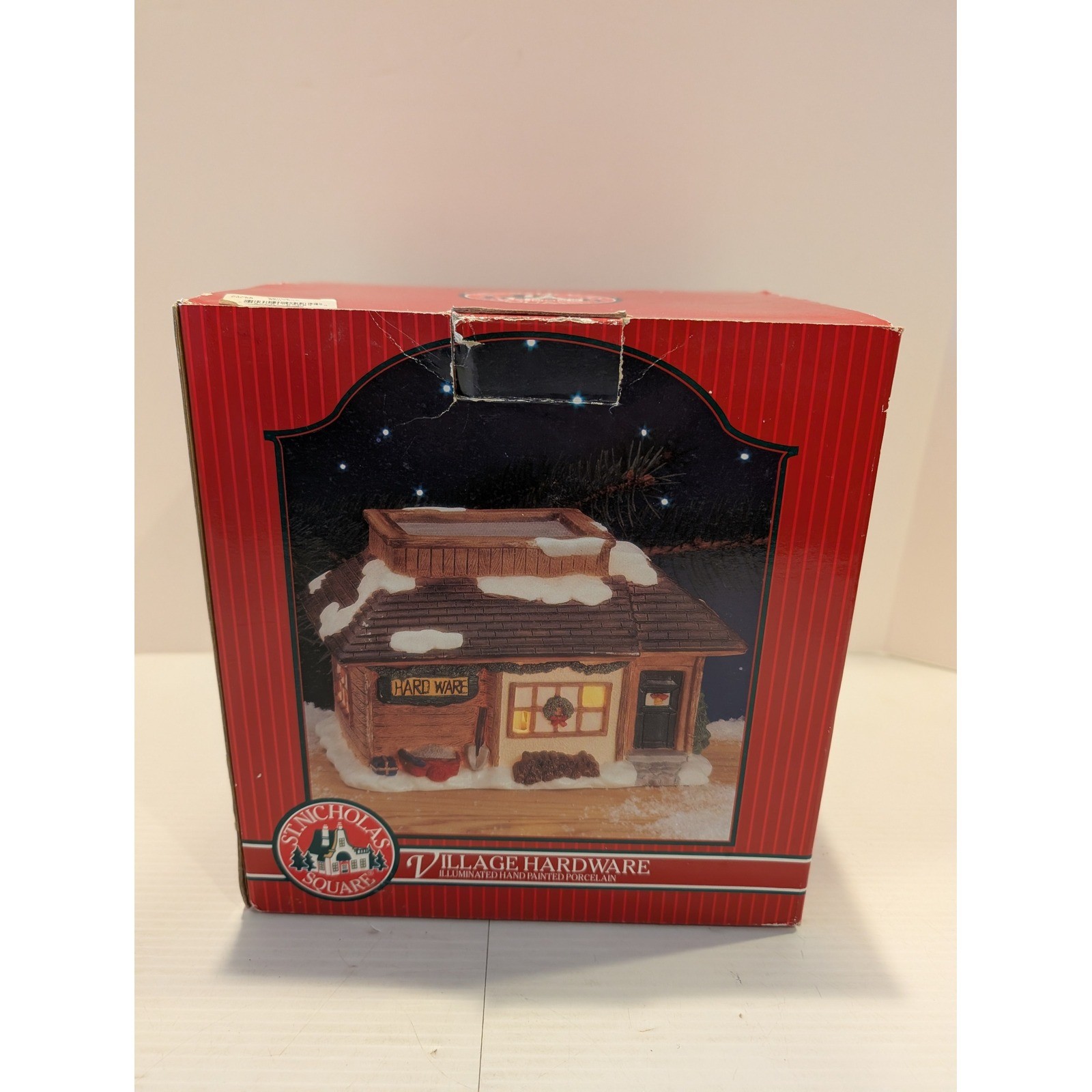 St. Nicholas Square Village Hardware Illuminated Hand Painted Porcelain TESTED