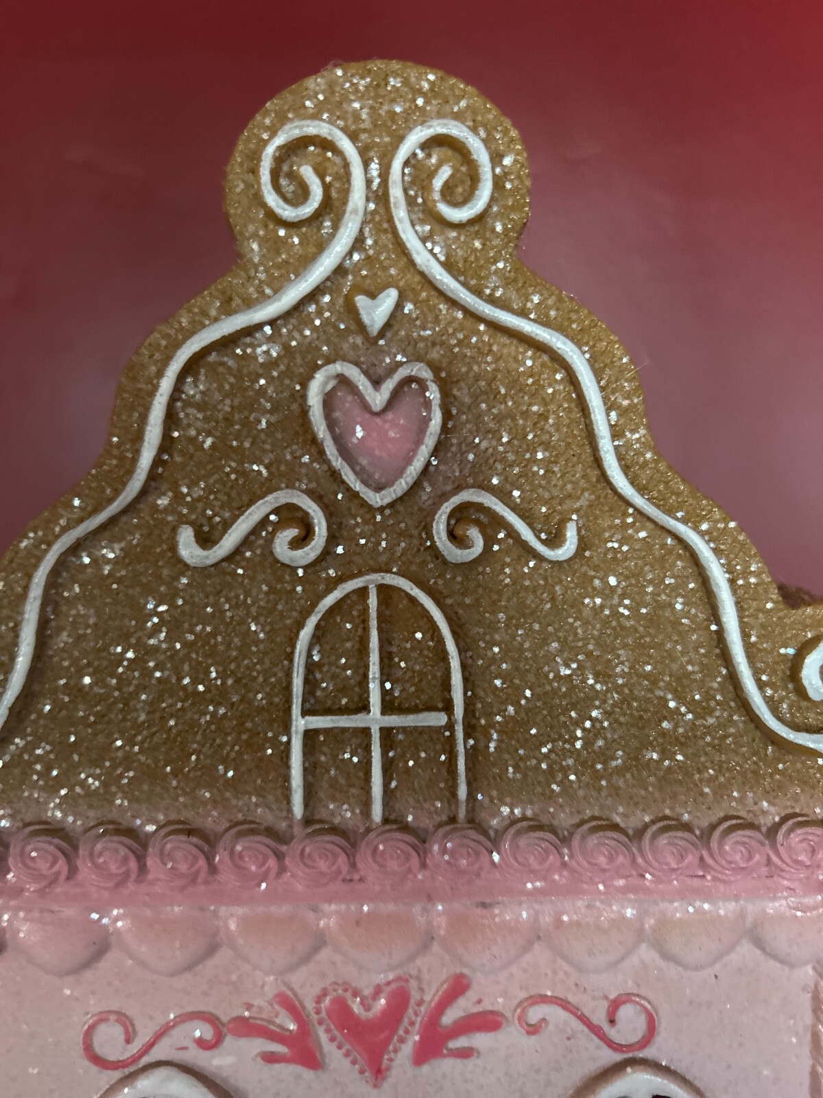 Cupcakes & Cashmere Pink Gingerbread House Victorian 13.5″ Tall Battery Lit NEW
