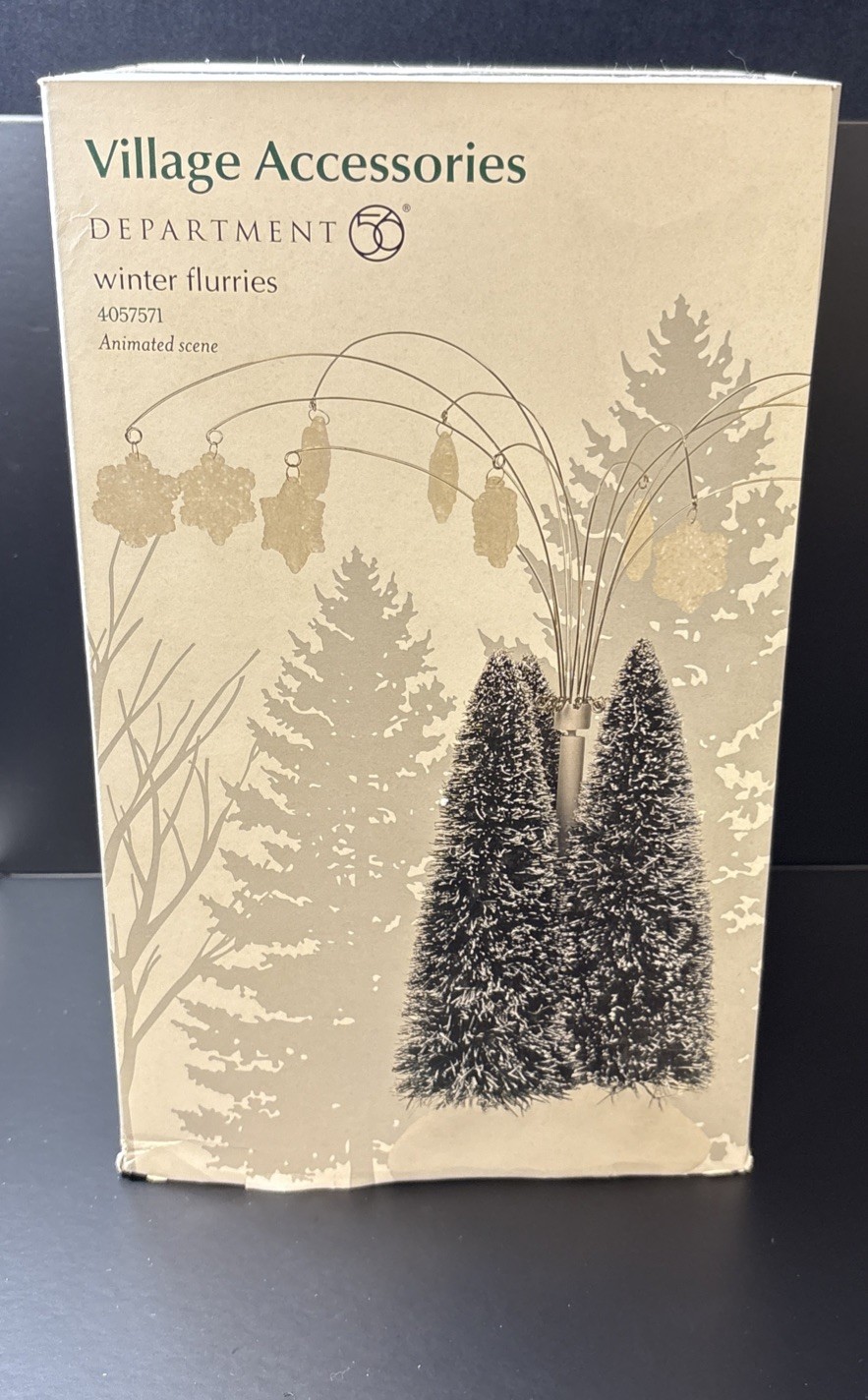Dept 56 Village Accessories Winter Flurries Animated Pine Tree Scene #4057571