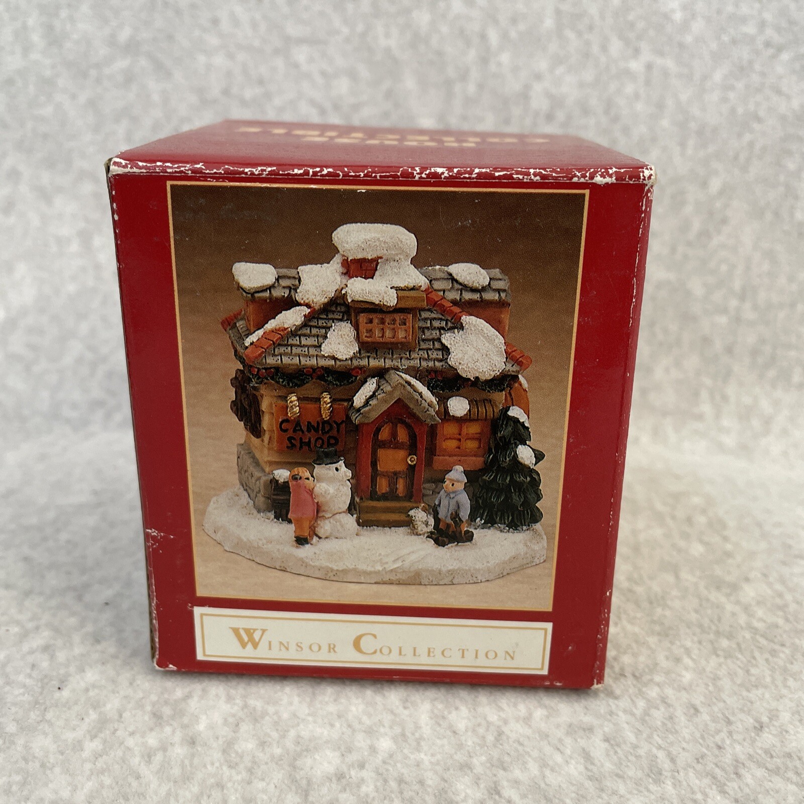 Winsor Collection Winter Christmas Village House Candy Shop Collectible 3″x3″