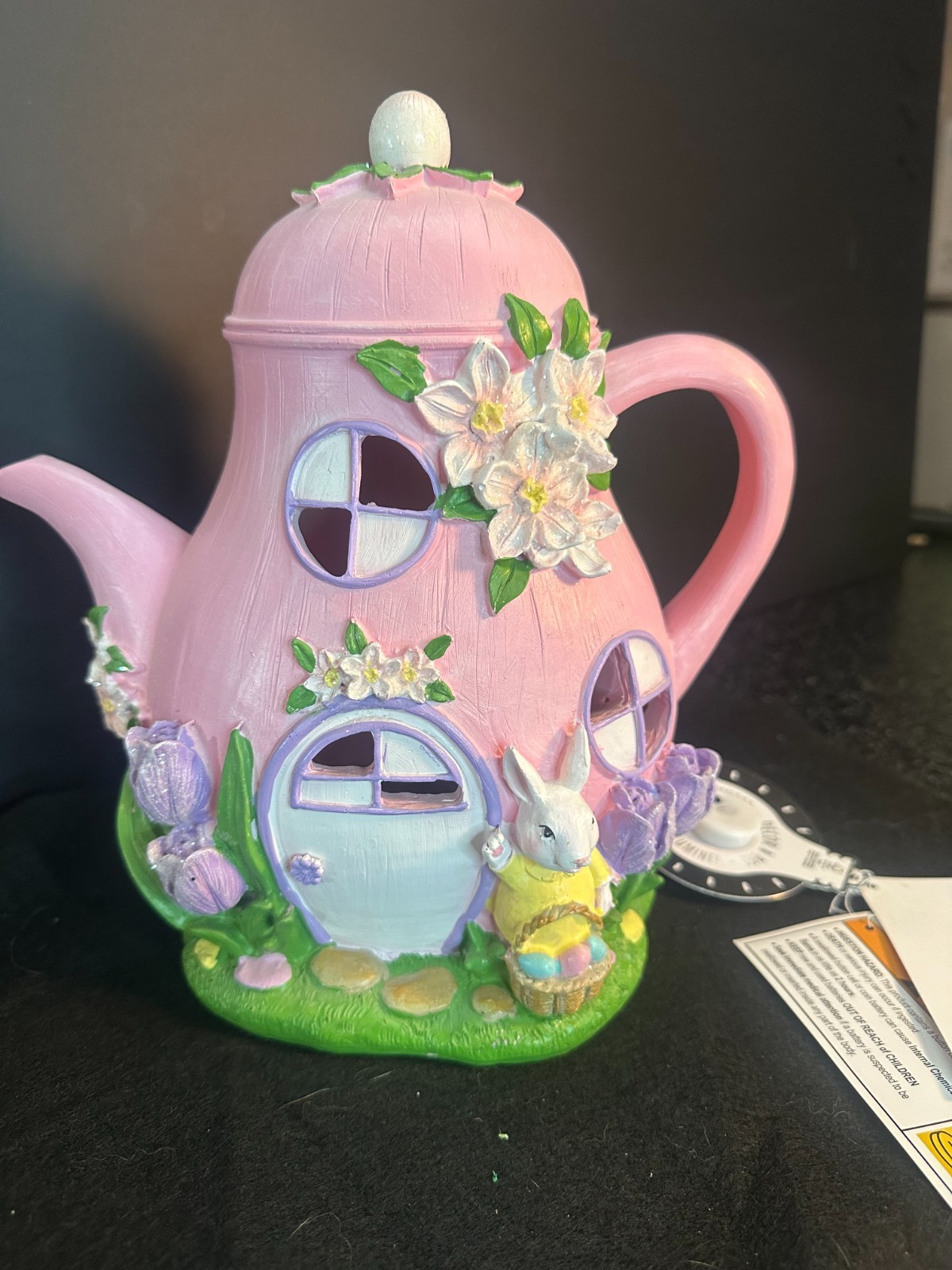 SPRING GATHERINGS LED Light Up Teapot House Easter Decor 10″H (NEW WITH TAG)