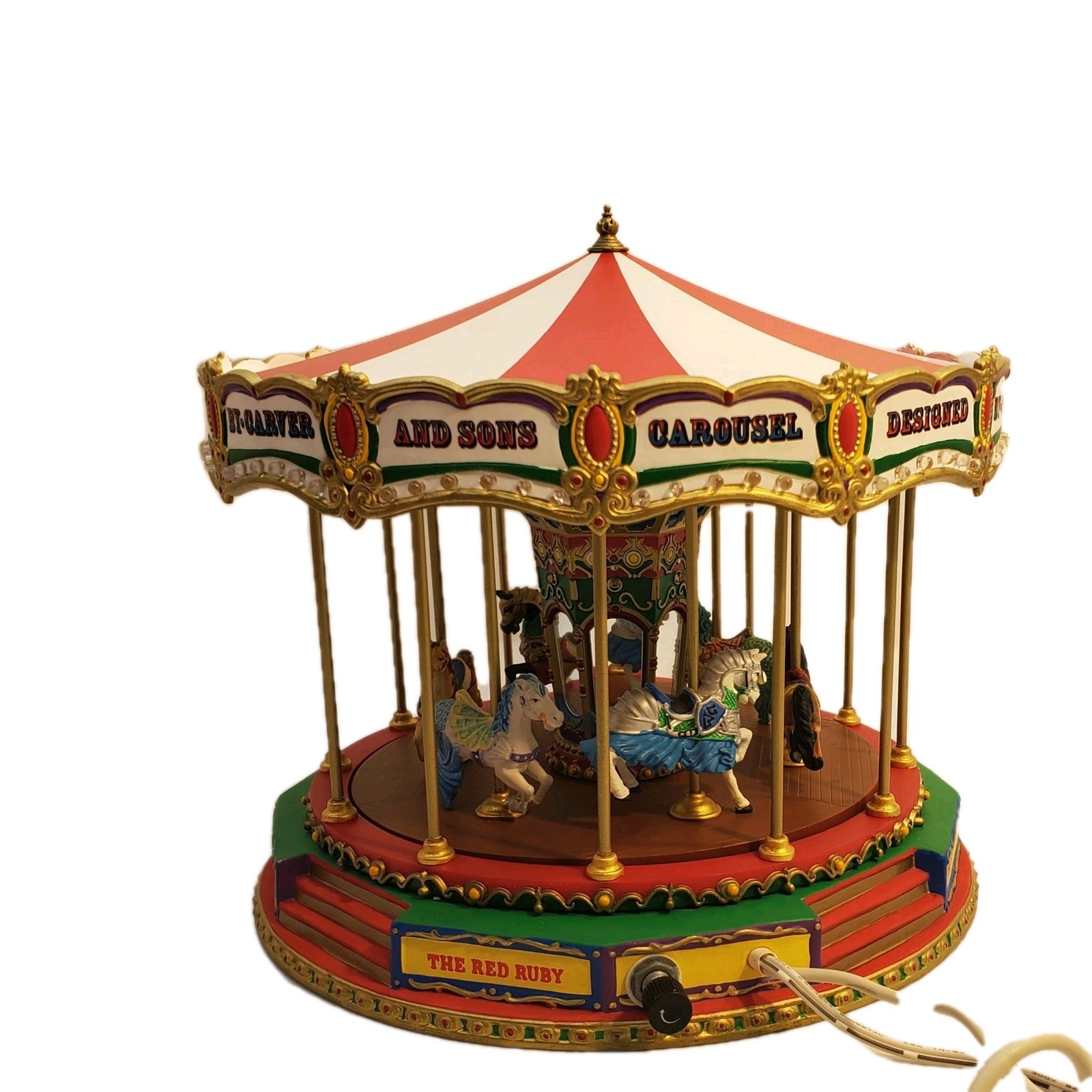 Dept 56 The Red Ruby Carousel Carnival Village 5653801 Horse Rare *READ DESCRIPT