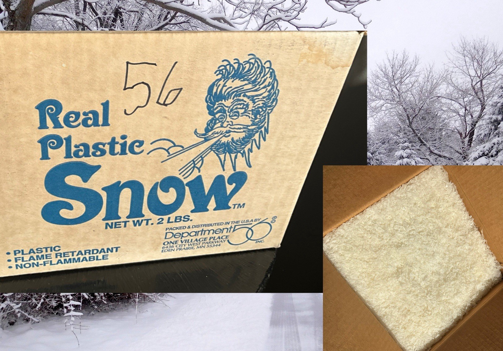 Dept56 Xmas Village Accessory Fresh Real SNOW Plastic Artificial 2lb BOX NEW X