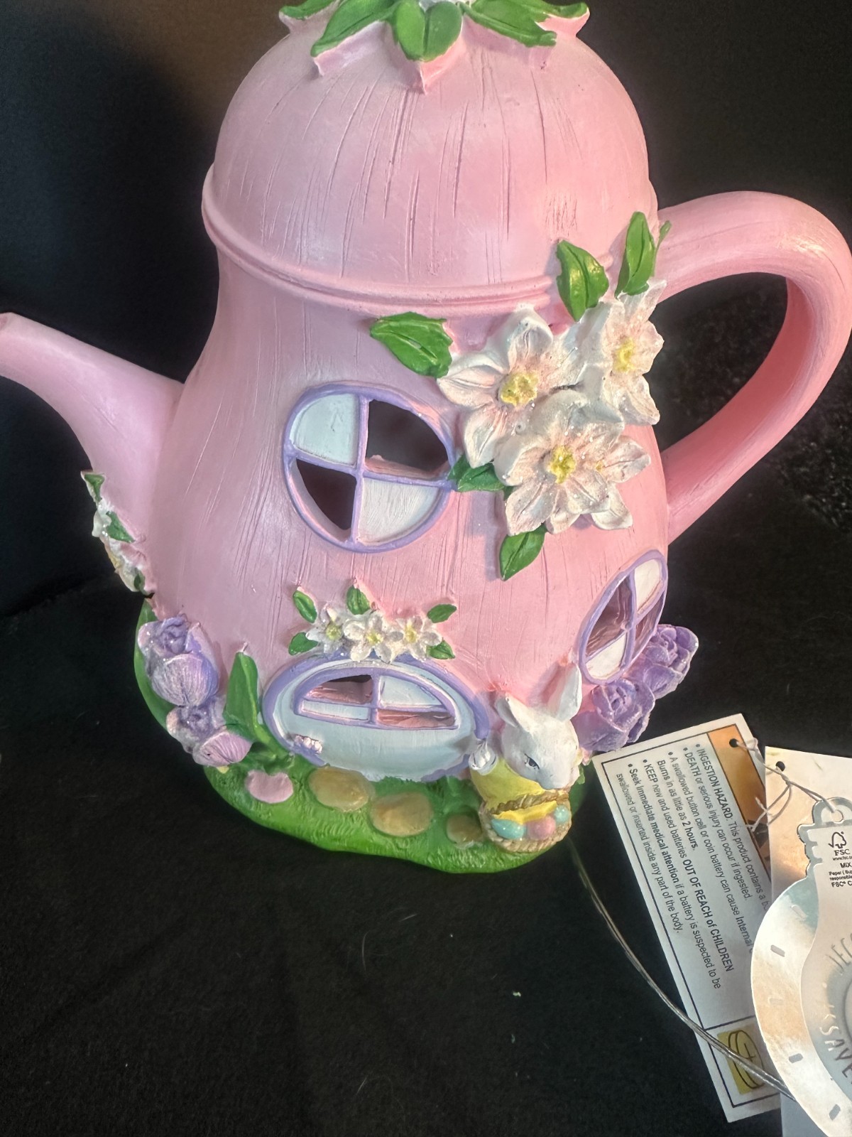 SPRING GATHERINGS LED Light Up Teapot House Easter Decor 10″H (NEW WITH TAG)