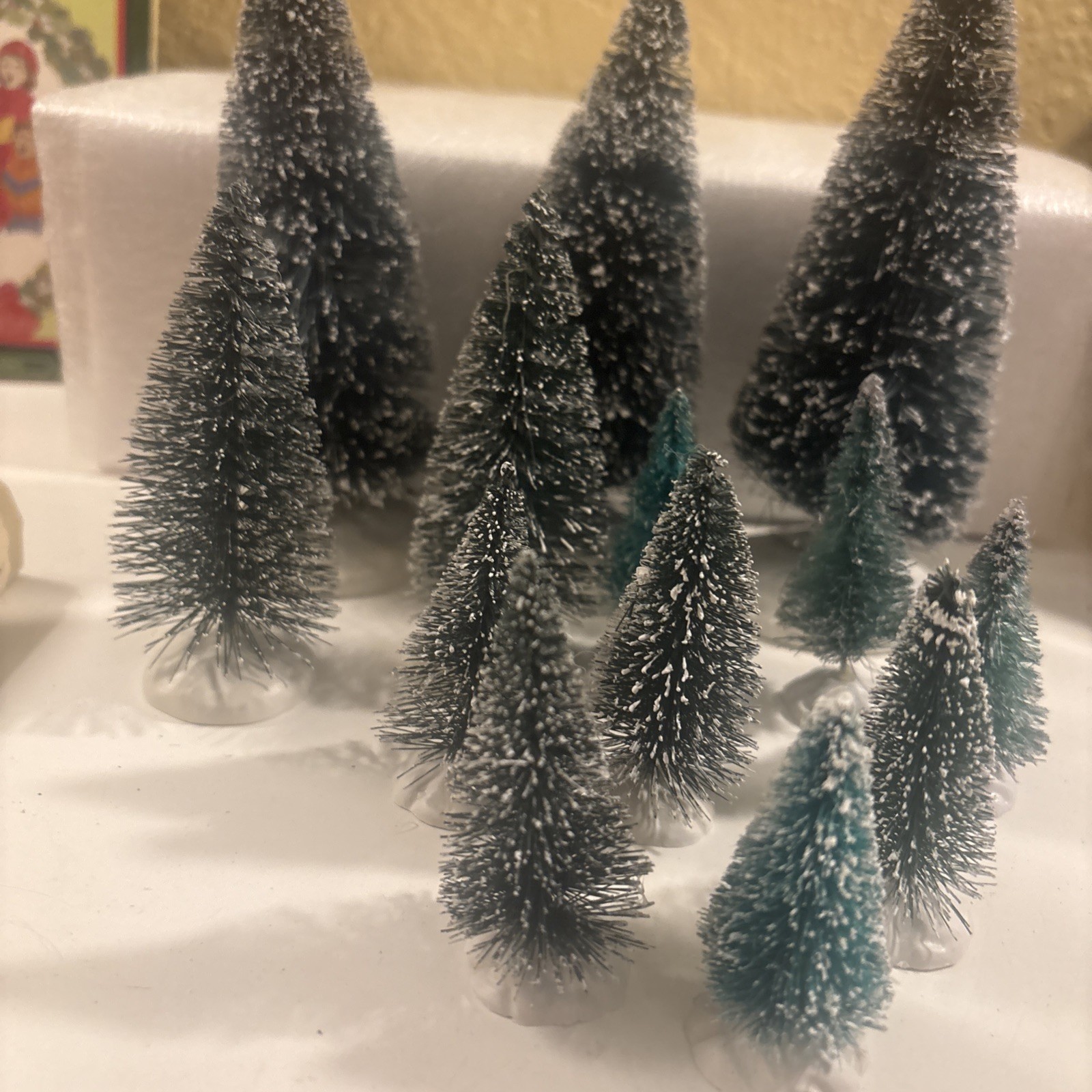 Lemax Bottle Brush Trees Christmas Village Snow Flocked Lot 13 2” To 6” (a69