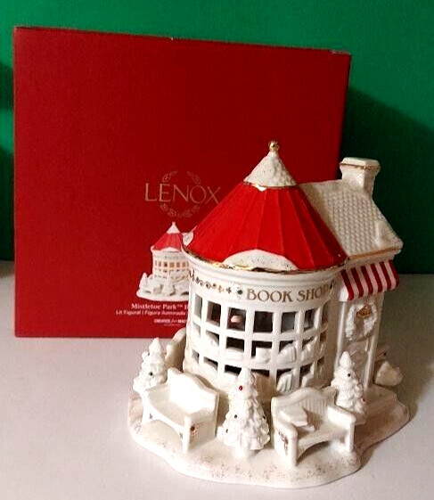 LENOX MISTLETOE PARK Village BOOK STORE — Lit series Lighted SHOP — NEW in BOX