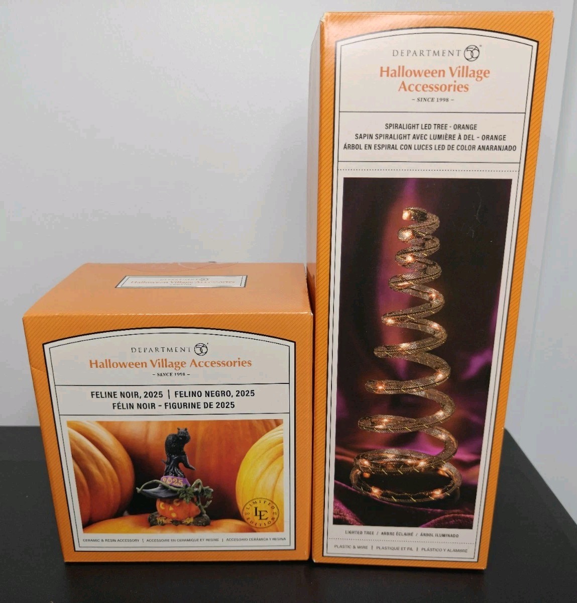 Dept 56 Feline Noir 2025 + Spiralight LED Tree – Halloween Village Accessories