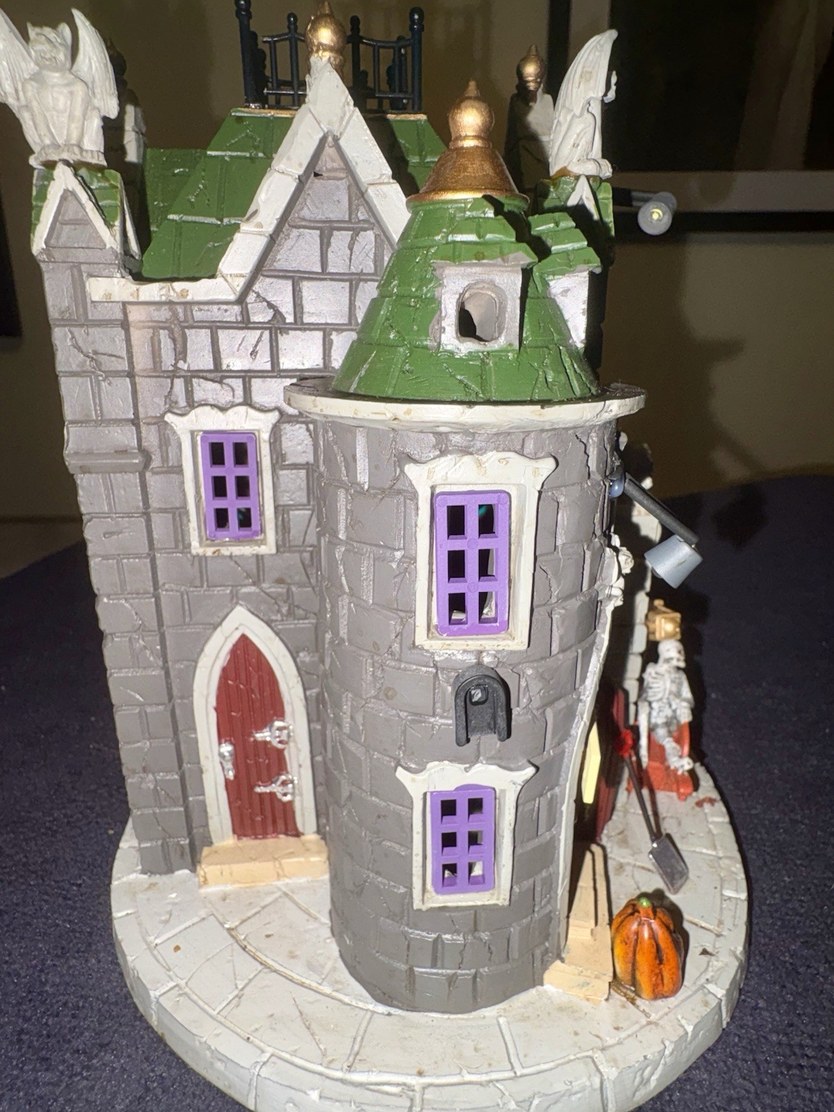 Gothic Hills Funeral Parlor Halloween Village House Resin Painted Multicolor