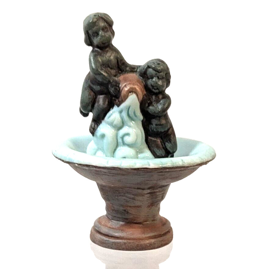 Christmas Village Water Fountain Girls Pouring Water Pitcher, Accessory, Cherub