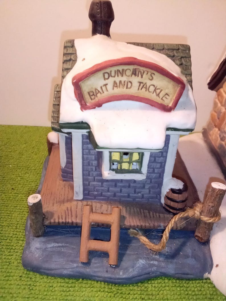 Vintage 2001 Victorian Village Duncan’s Bait and Tackle Porcelain Building