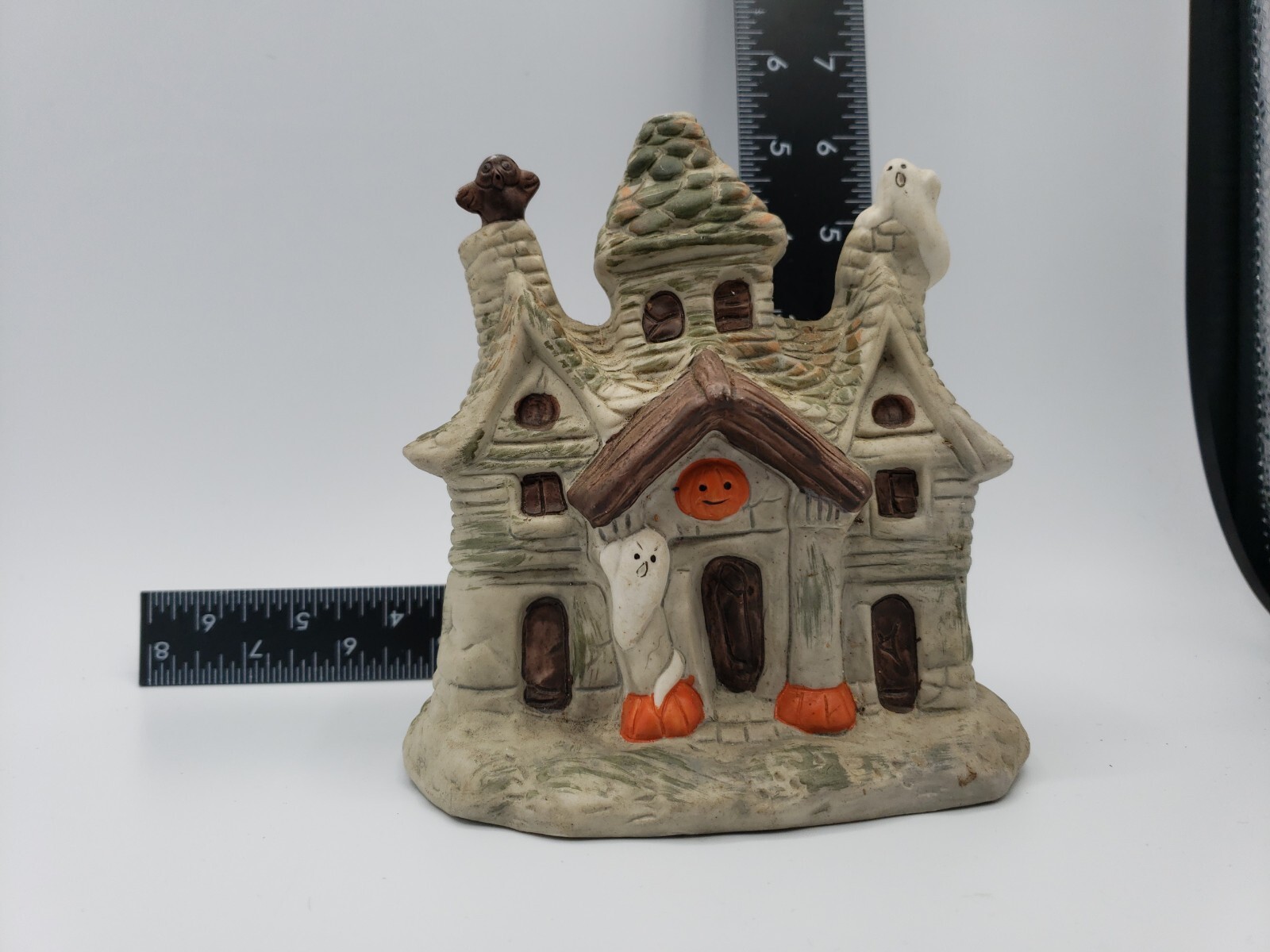 Vintage Artmark Haunted House With Ghosts Pumpkins Owl Ceramic Halloween Taiwan