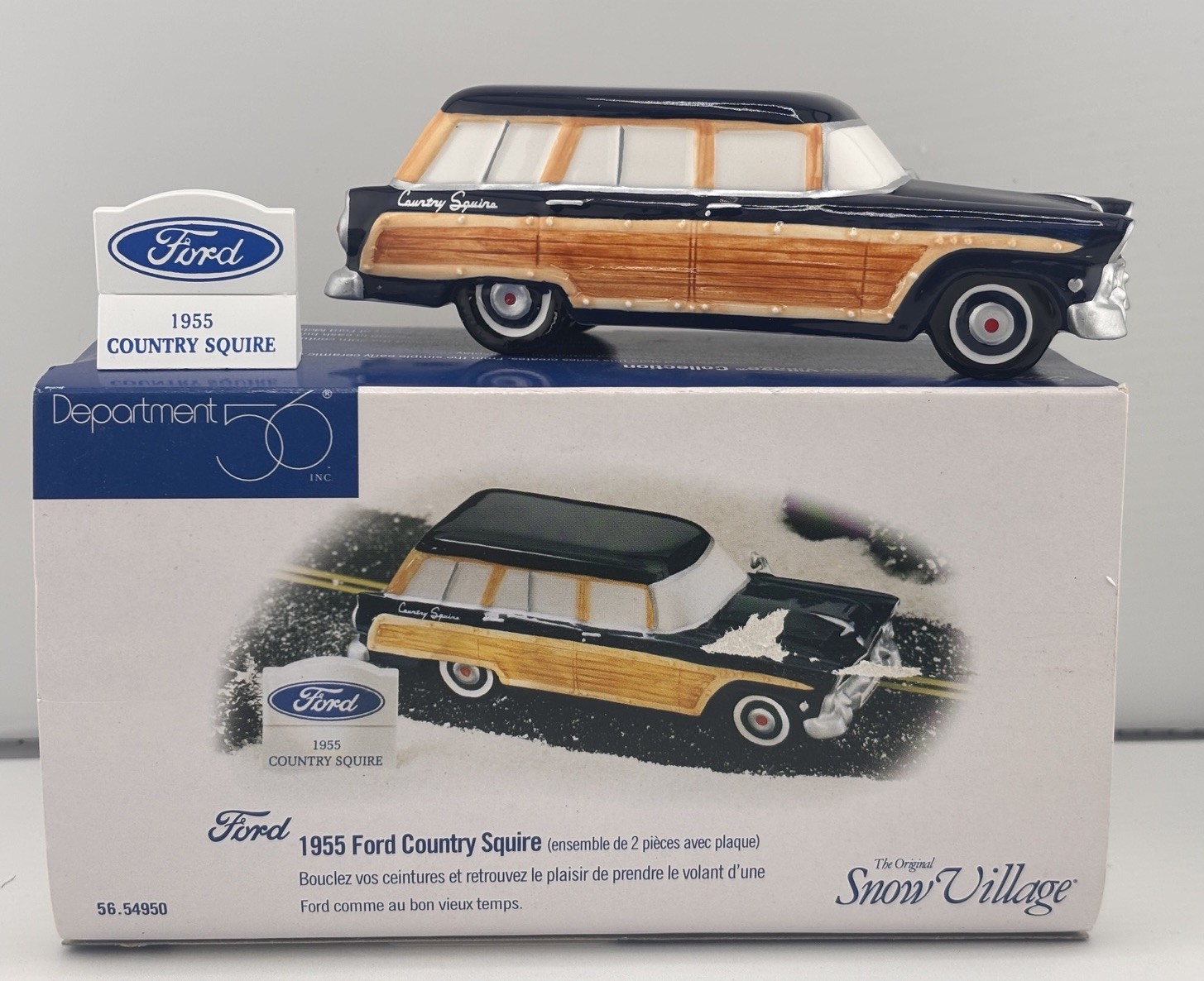 Dept. 56 1955 Ford Country Squire Dark Blue Classic Car Snow Village Accessory