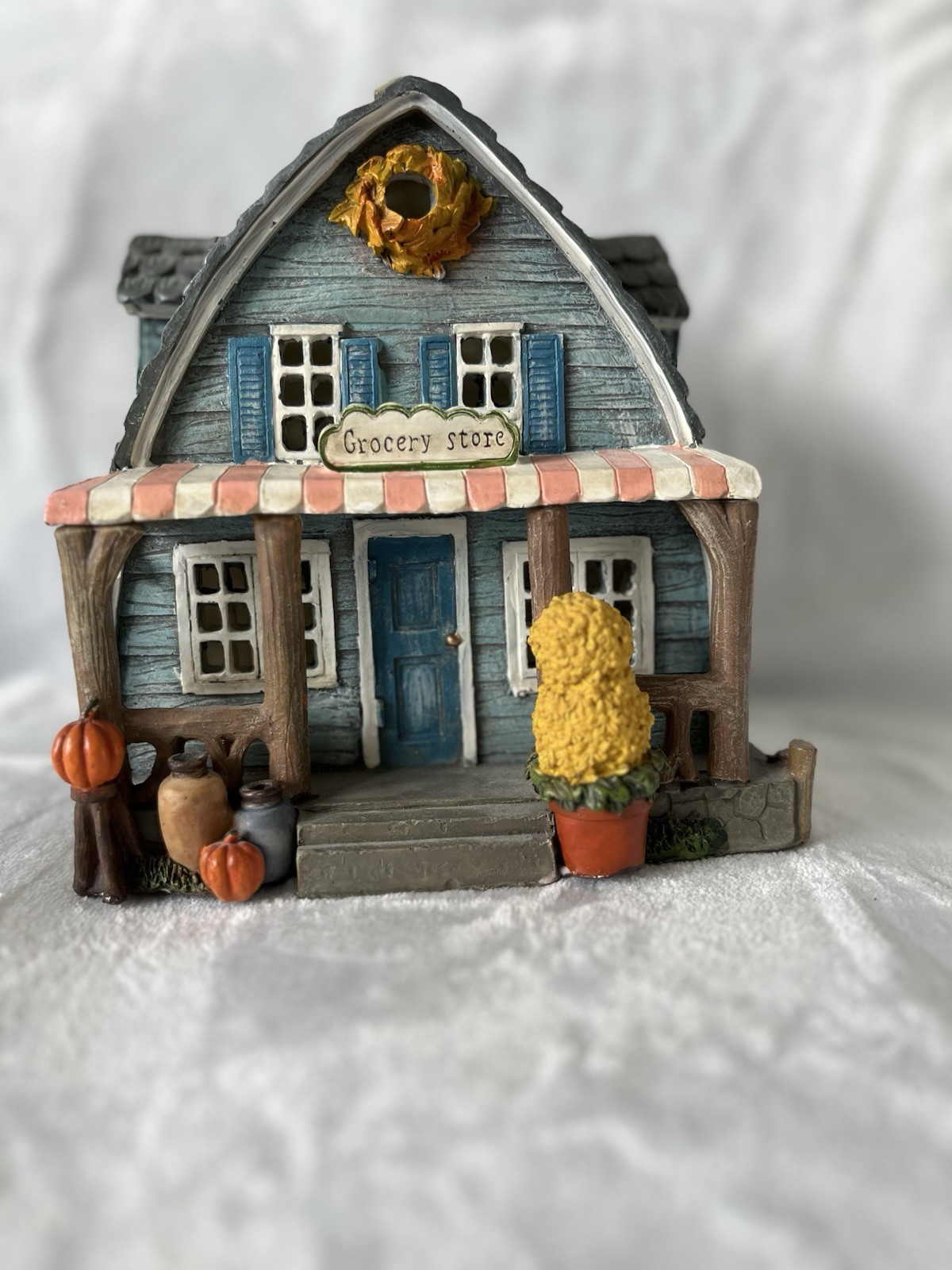 Harvest Town Lighted Grocery Store Fall Autumn Village Resin House Decor Works