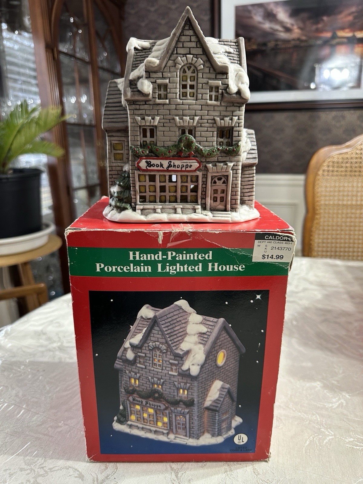 Caldor Hand-Painted Porcelain Lighted Book Shoppe Our Town Collection