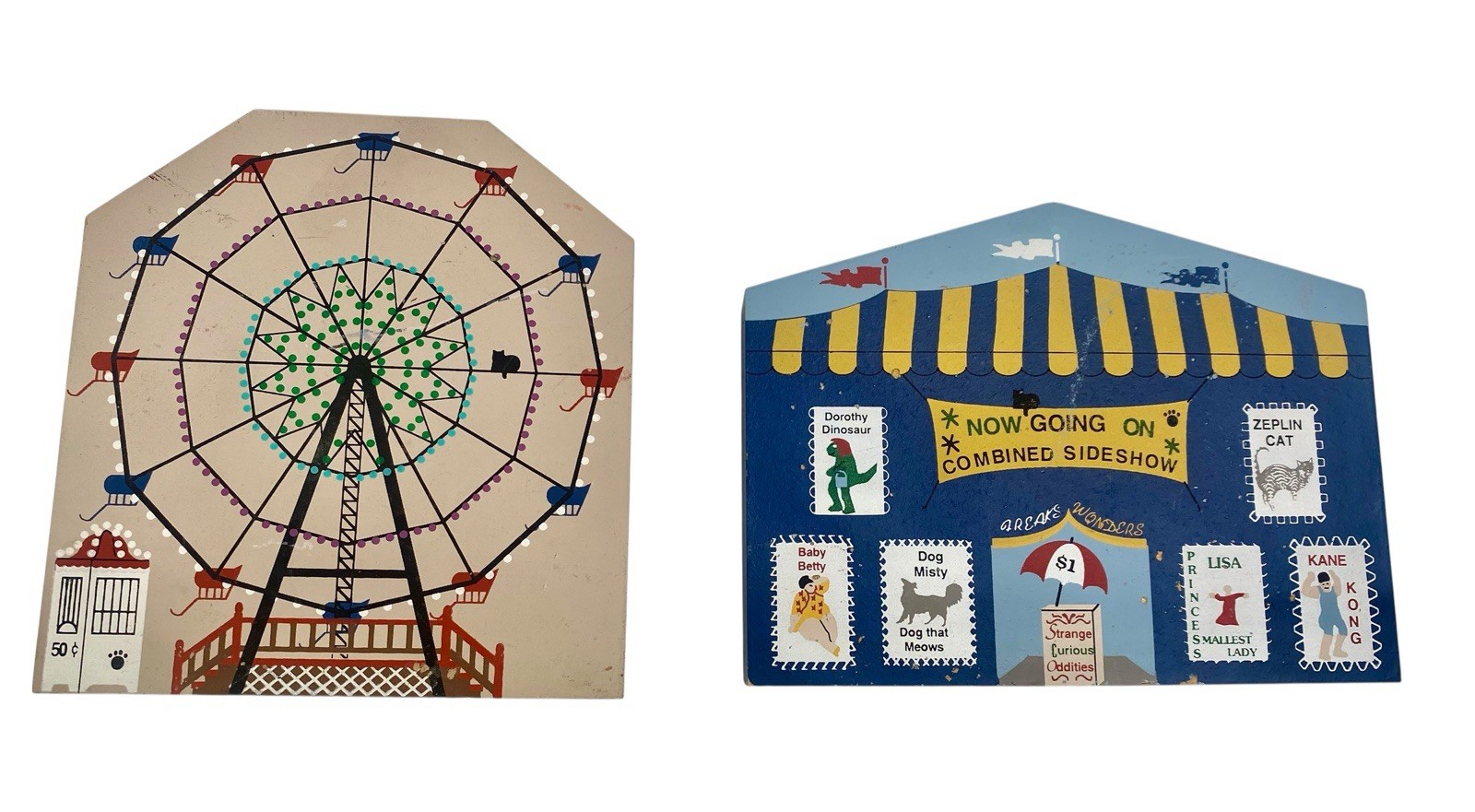 2 Cat’s Meow Collectibles Circus Series Ferris Wheel and Sideshow 96 Signed