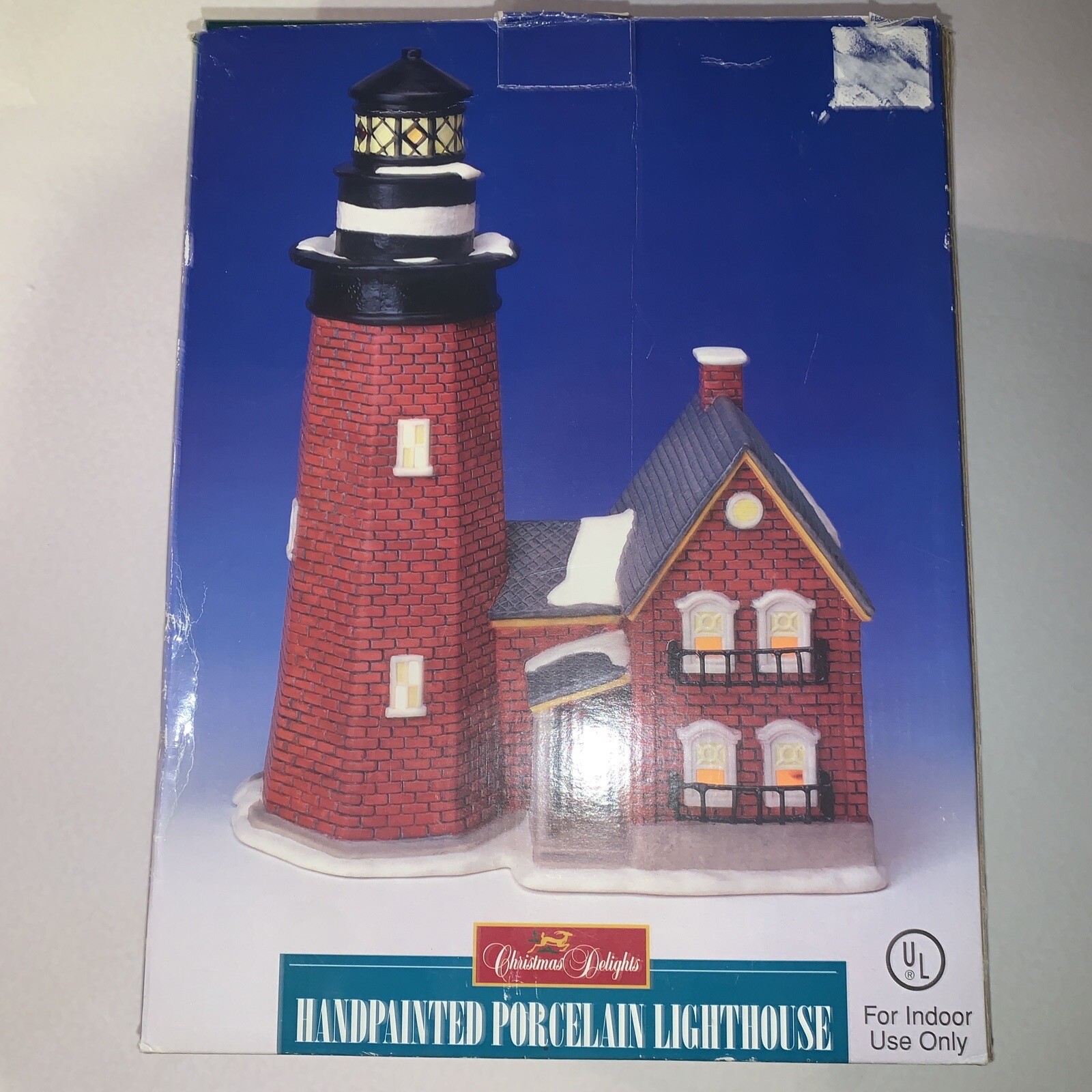 Christmas Delights Hand painted Porcelain Lighthouse For Indoor Use Only NEW!
