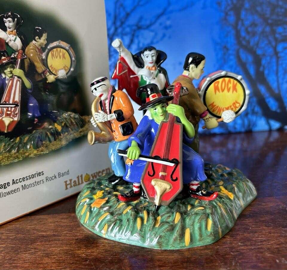 DEPT 56 Halloween HALLOWEEN MONSTERS ROCK BAND! Vampire, Witch, Frankenstein