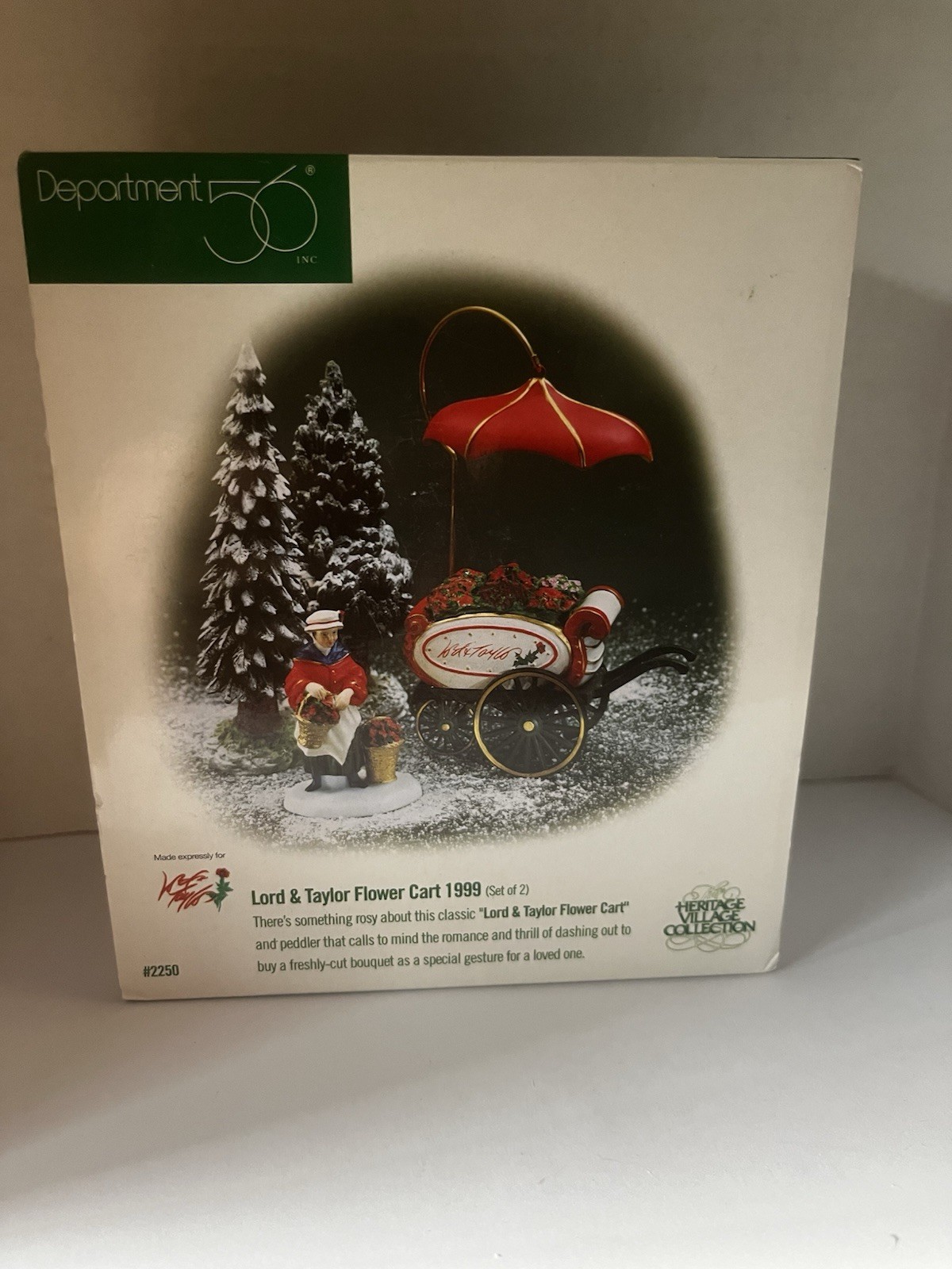 Dept 56 1999 Vintage Heritage Village Lord & Taylor Flower Cart 1999 #2250 Set 2