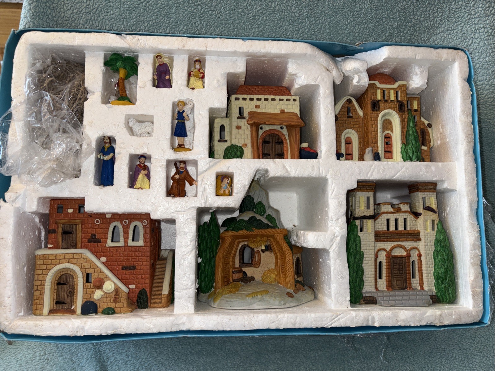 Vtg NOMA Nativity Night In Bethlehem Xmas Holiday Light Village House Decor TAB