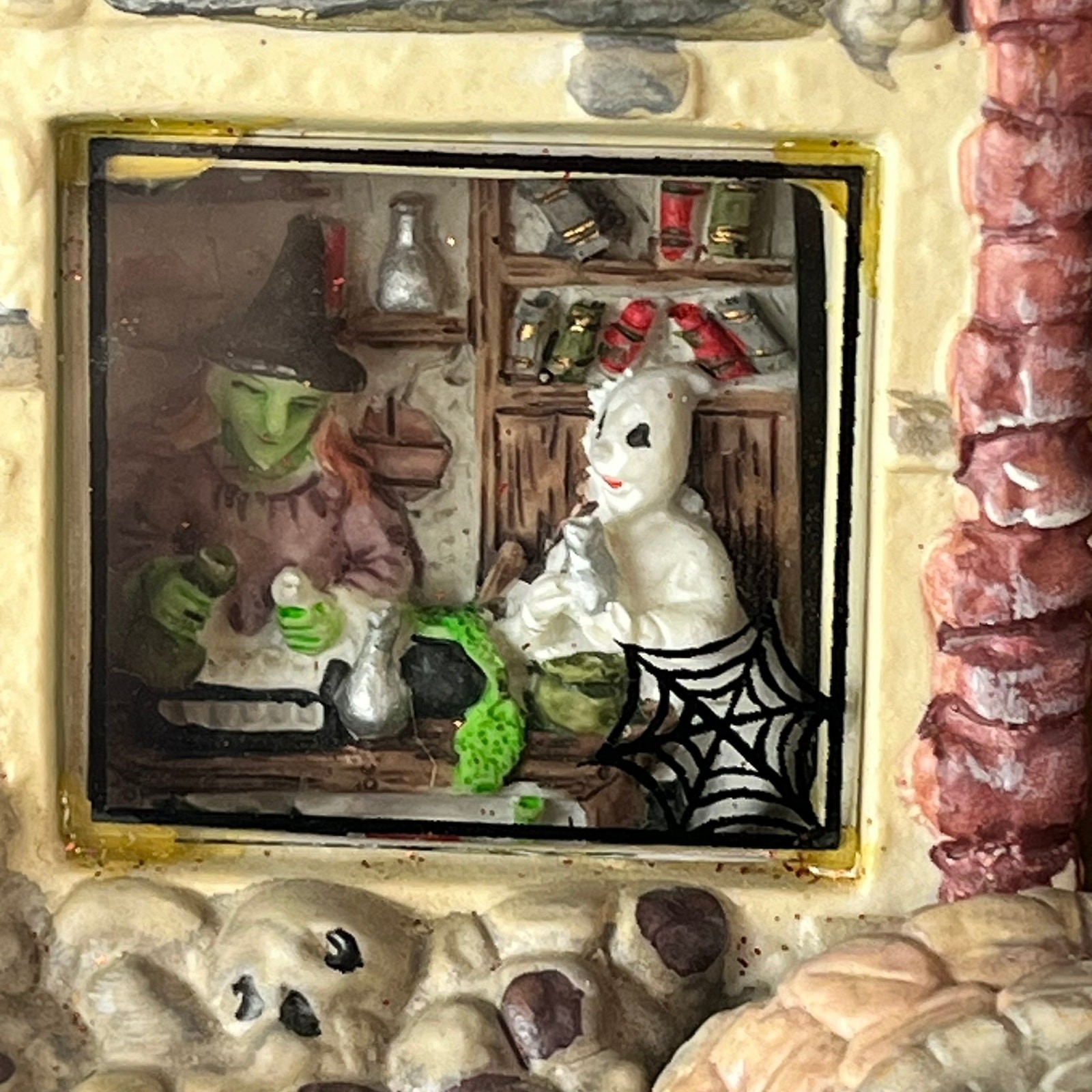 Halloween Village Lighted Laboratory Witches Brew Mummy Haunted House Ceramic