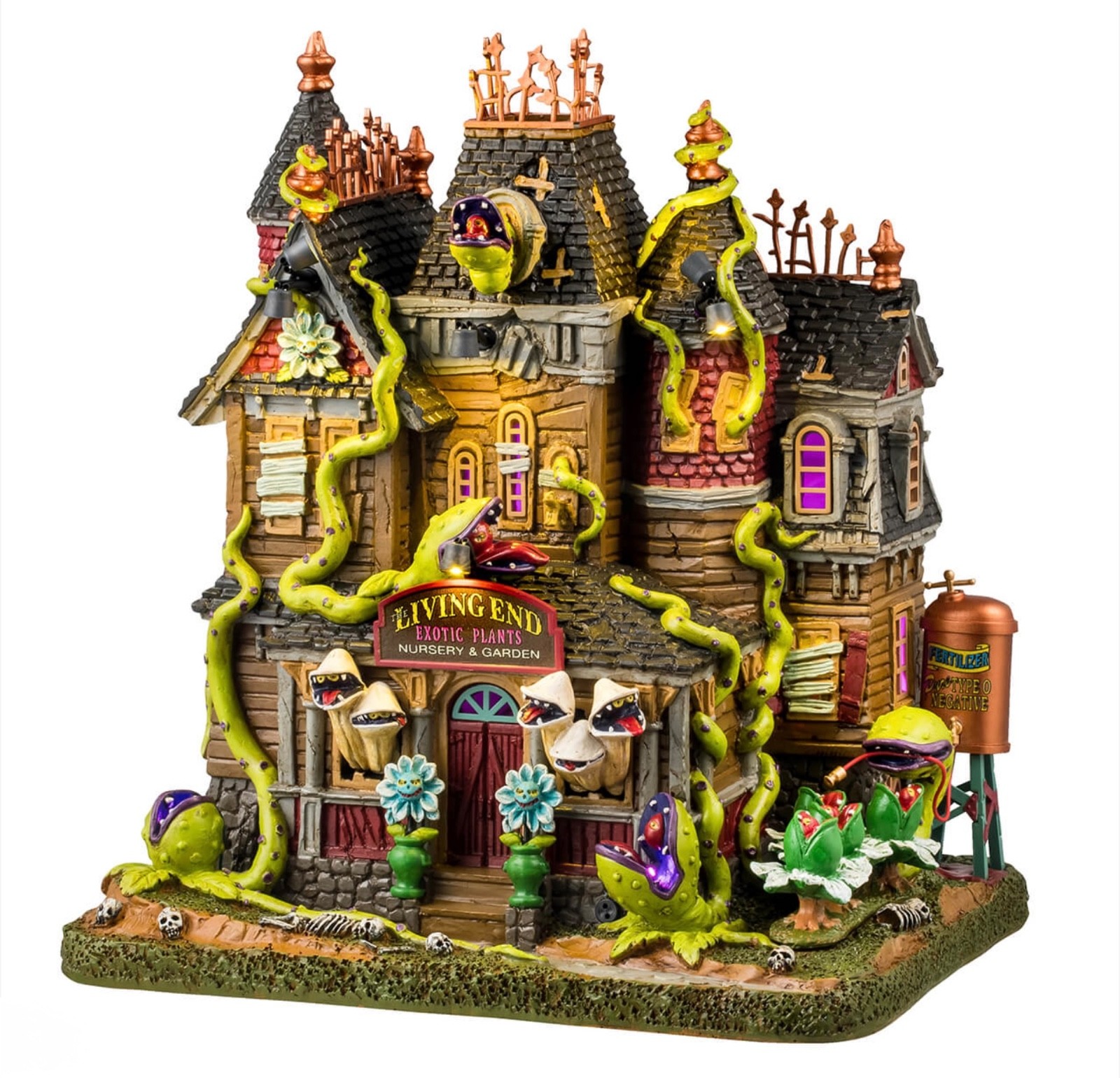 Lemax Spooky Town – The Living End – Exotic Plants Nursery + Accessory – NEW