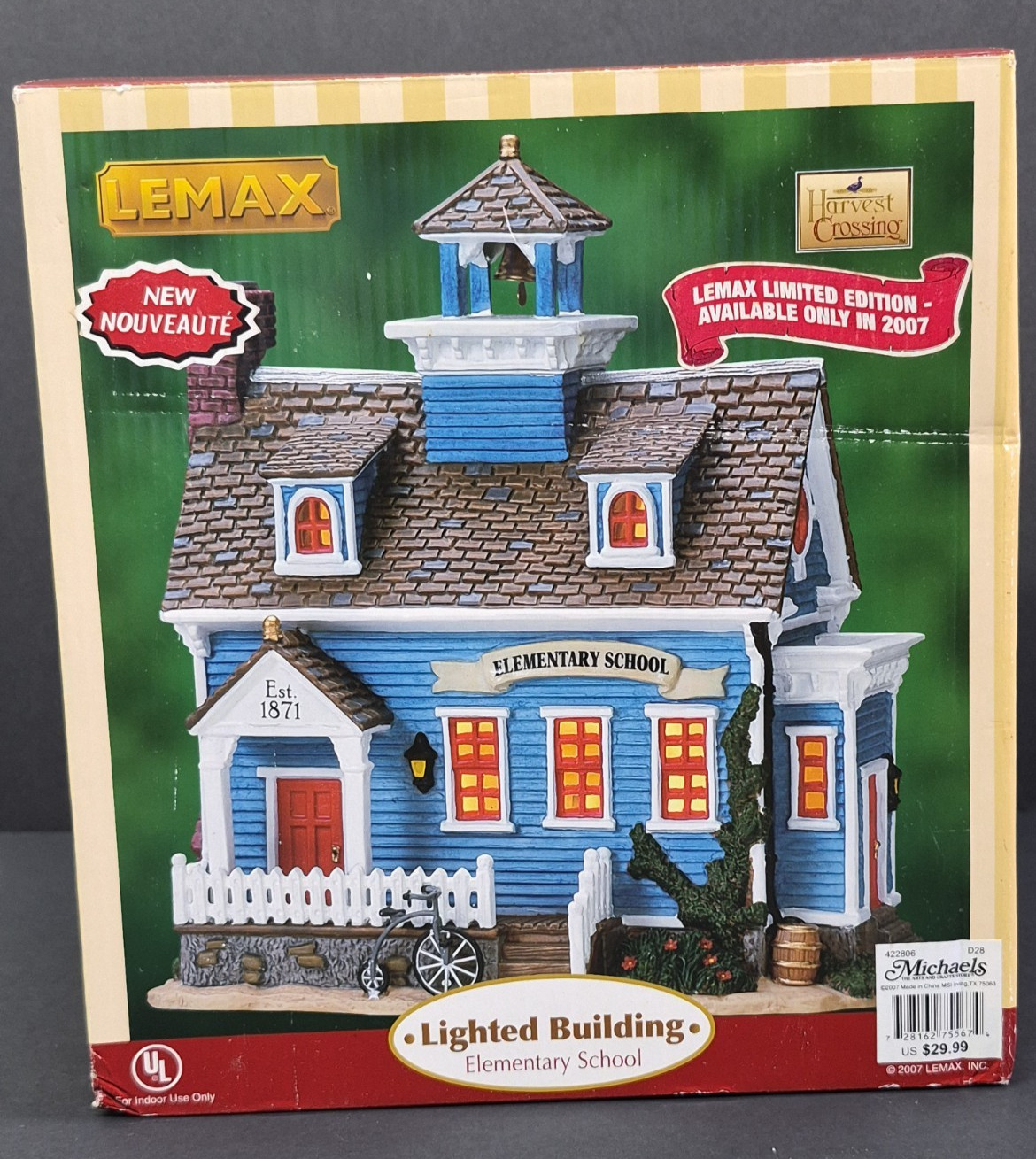 Lemax 2007 Elementary Building Harvest Crossing Lighted Building