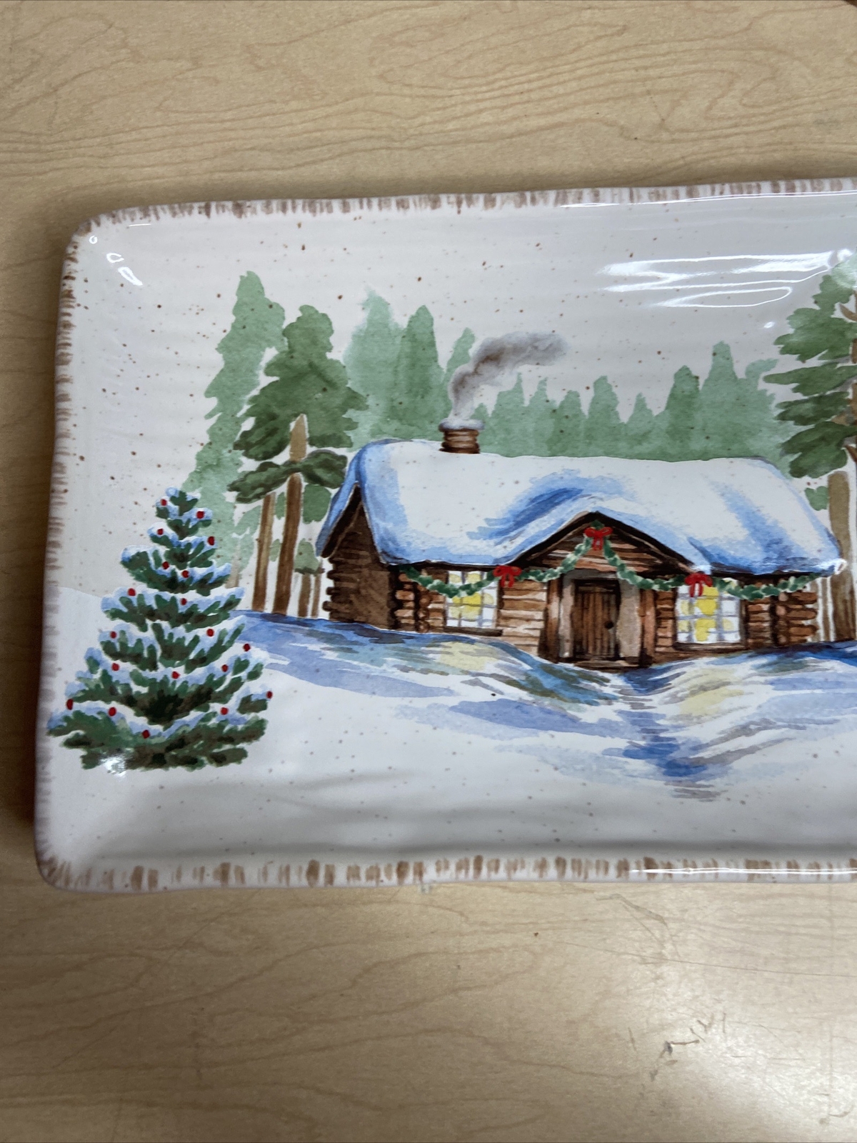 St. Nicholas Square 14 X 7 Platter, Winter White PRE OWNED EUC Kohls