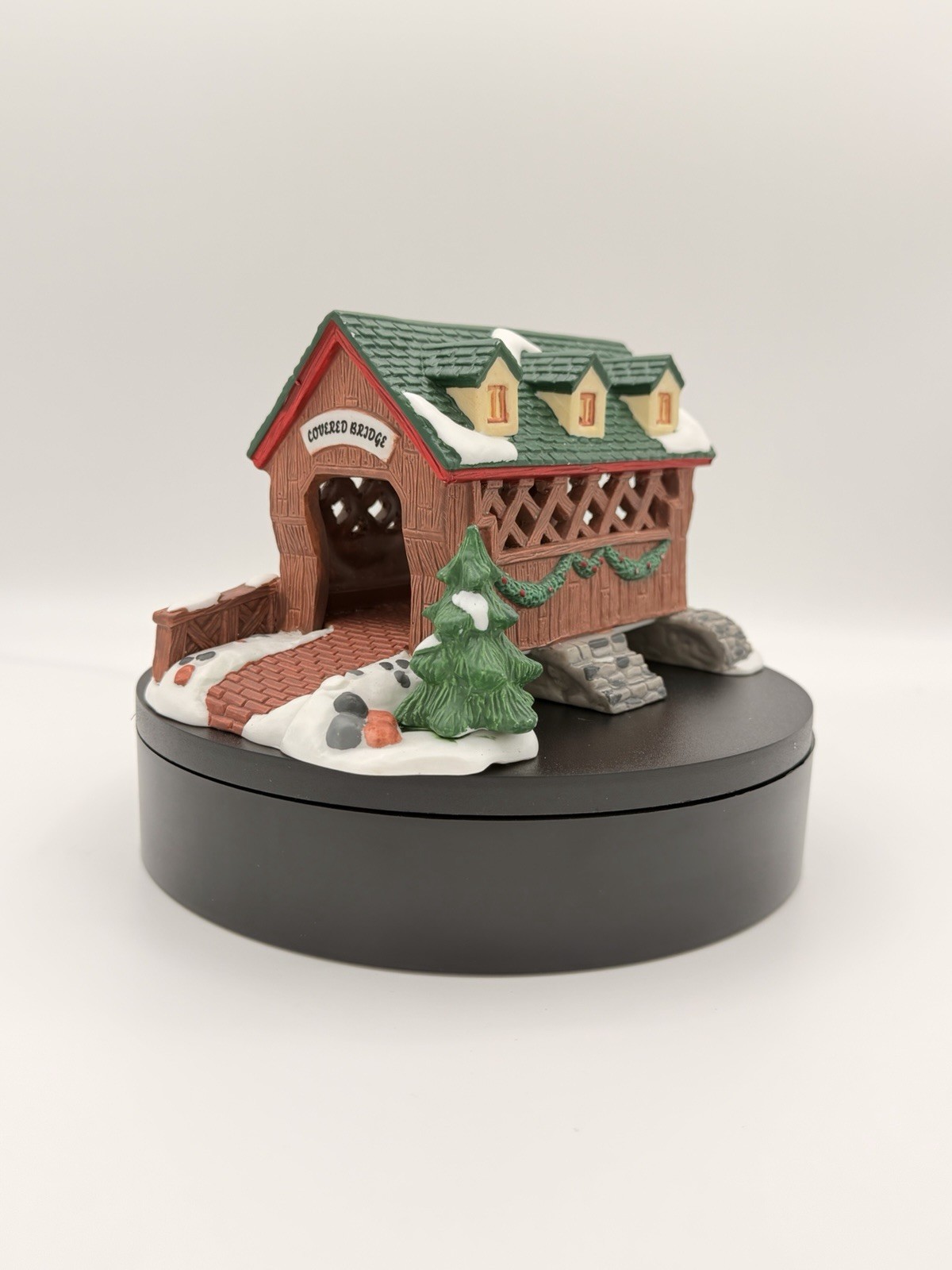 OWELL Snowy Christmas Village Covered Bridge with Trees – A35(C)