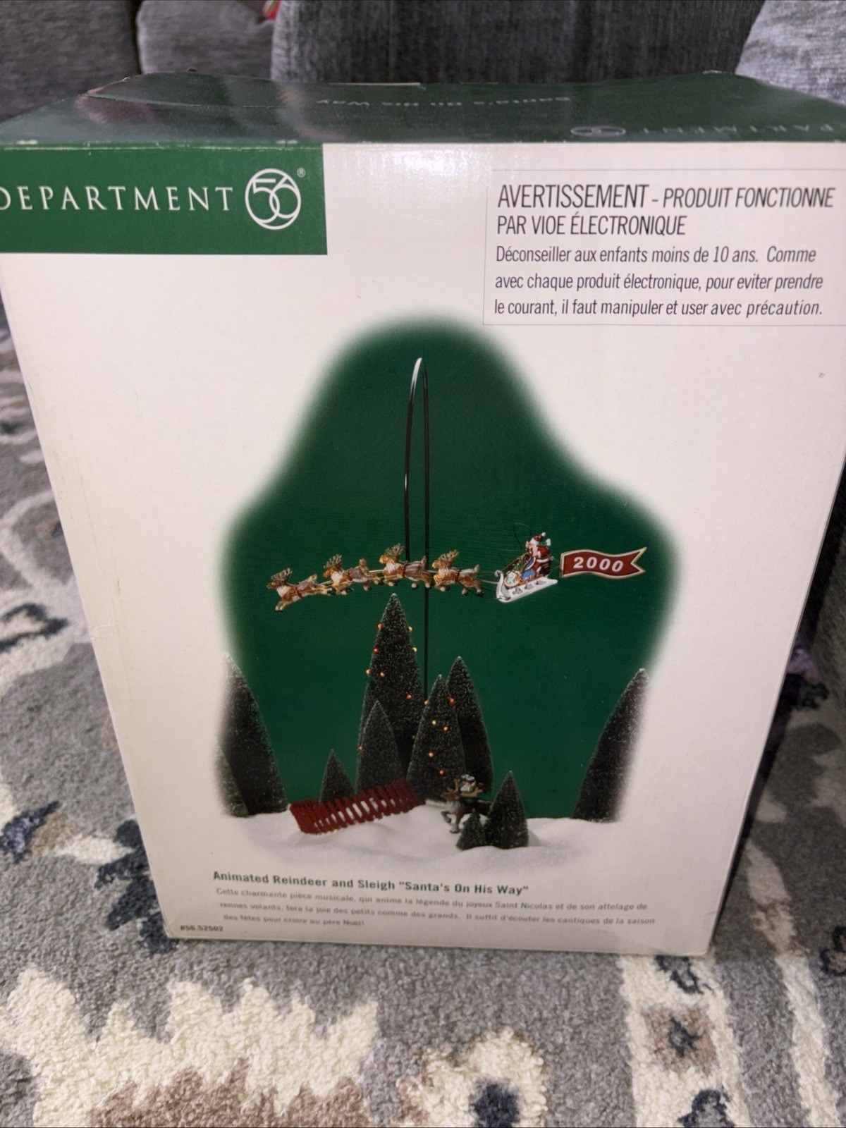 Department 56 Santa’s On His Way Animated Lighted Reindeer Sleigh Box 2000