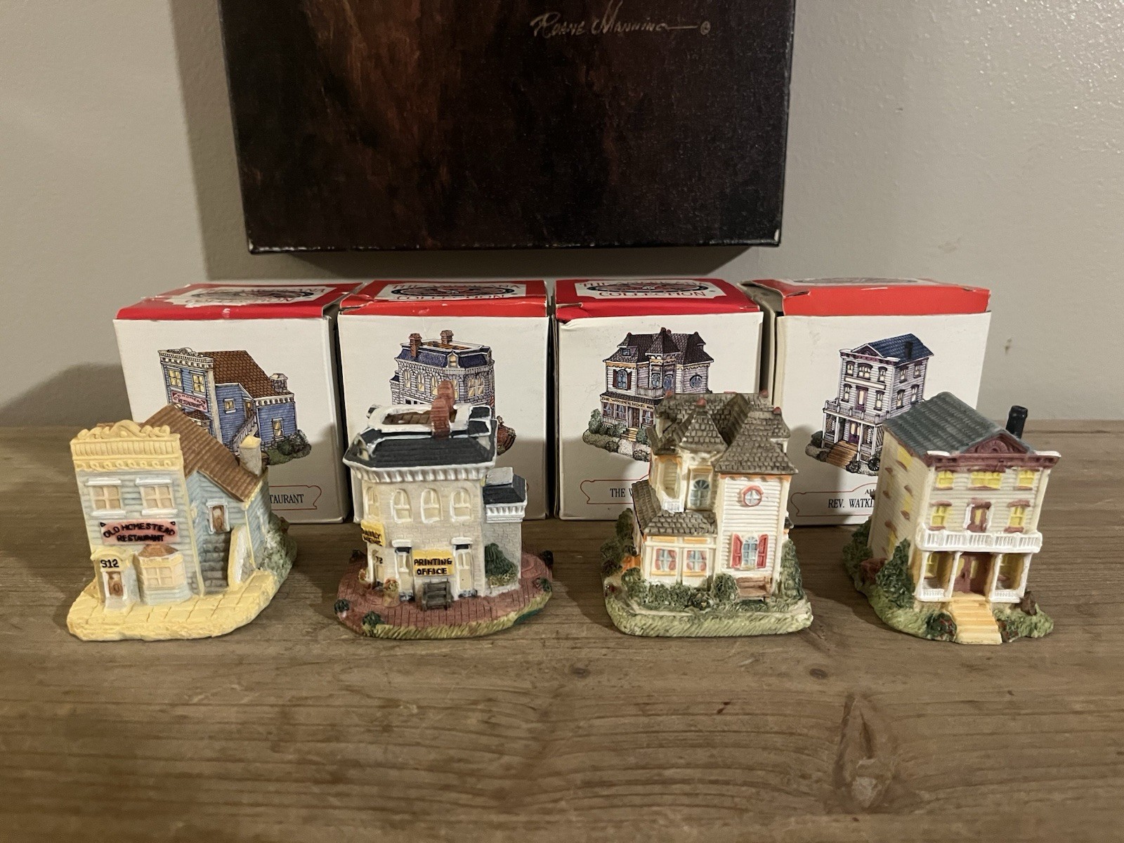 Set of 4 Liberty Falls Holiday Village Miniature Buildings Americana Vtg 1993
