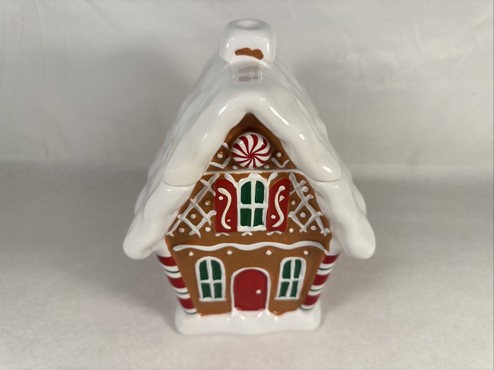 Telefloral Christmas Ceramic Gingerbread House Planter Cookie Jar 9” Tall