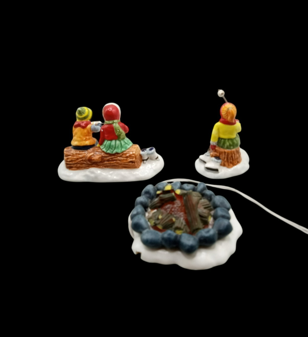 Dept. 56 The Original Snow Village Marshmallow Roast Set of 3 Ceramic Accessory