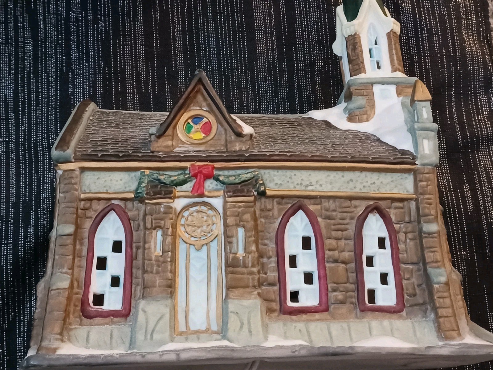 Vintage Porcelain Lighted Hand Painted Christmas Village Church
