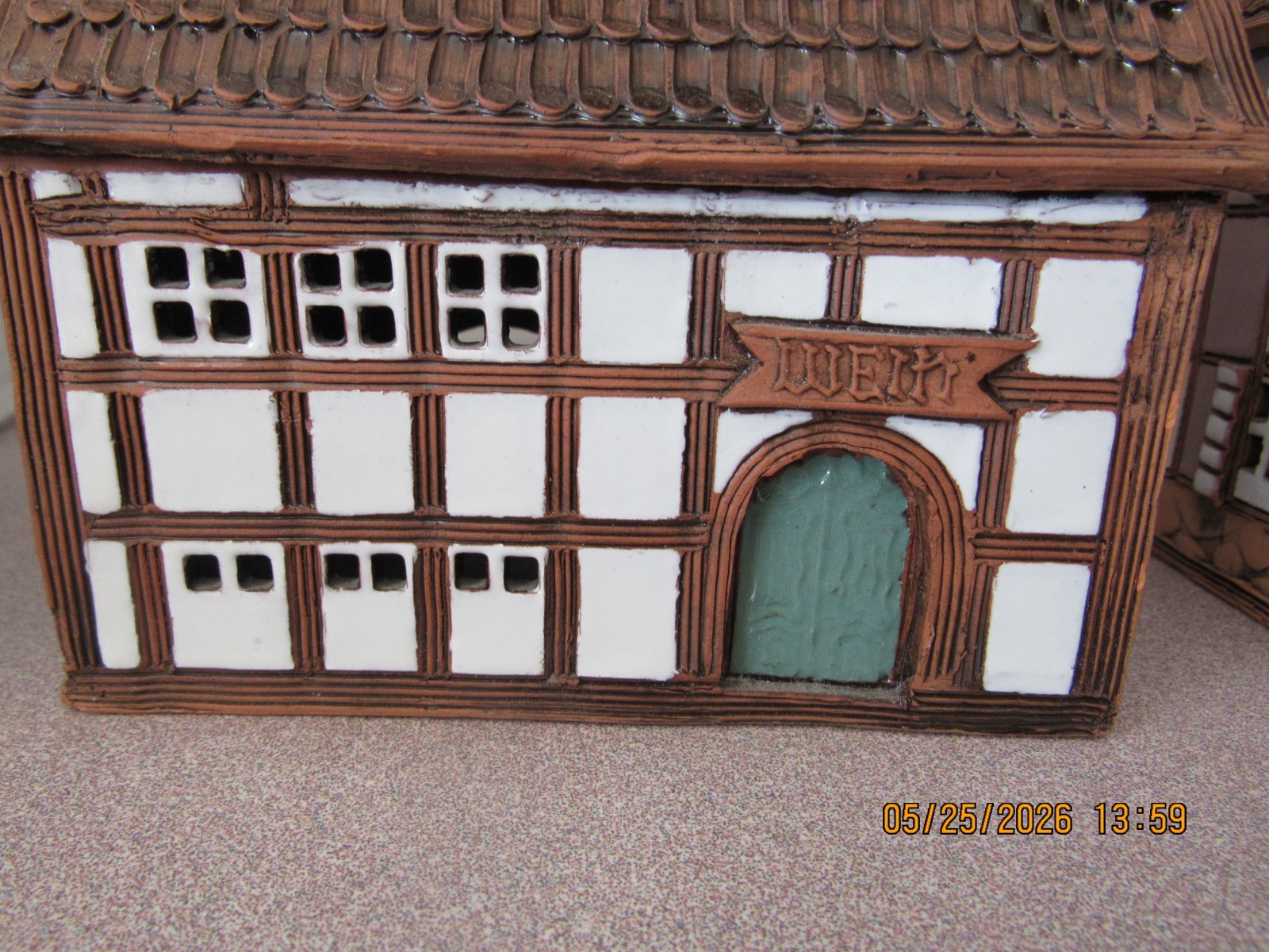 2 Ceramic Miniature House Candle Holder Midene