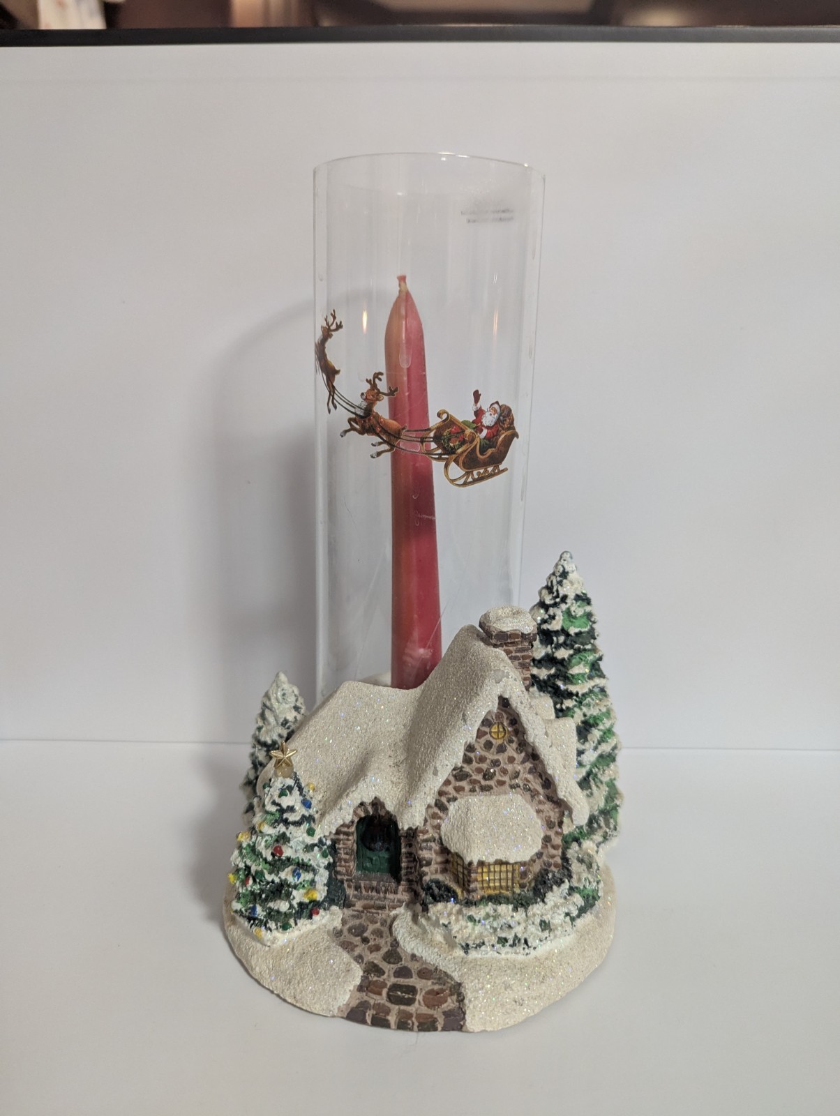 Thomas Kinkade Teleflora Memories of Christmas Candle Holder Santa Globe