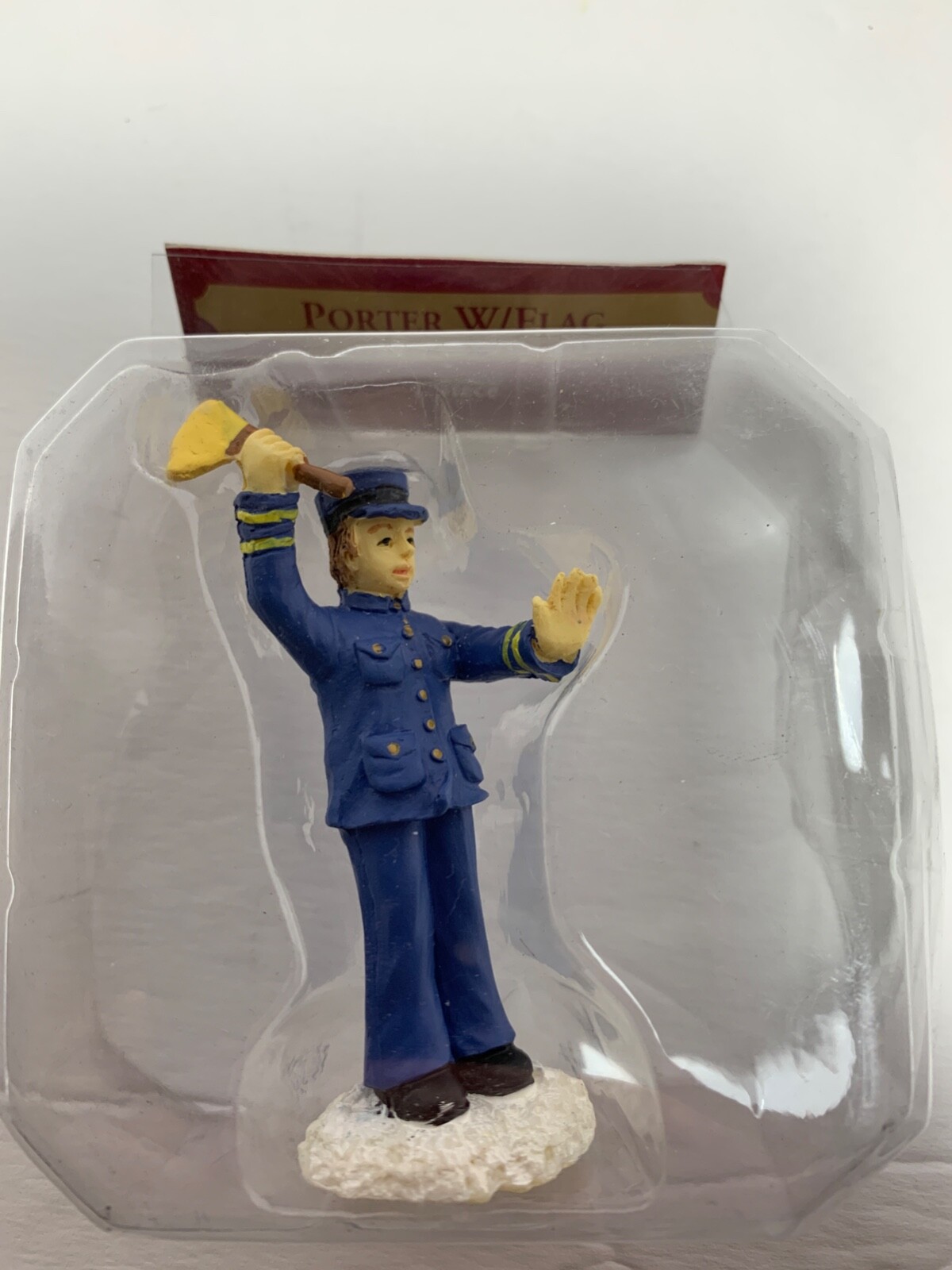 Vintage SANTA’S WORKBENCH Porter with Flag Christmas Village Figure