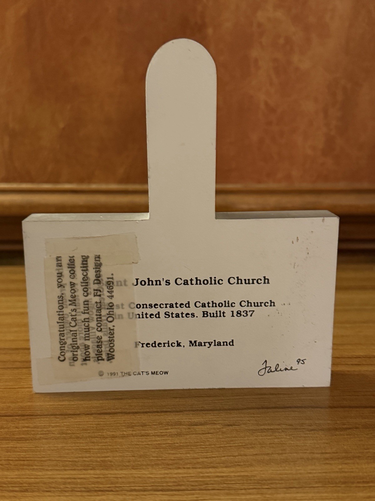 Retired Vintage 1981 The Cat’s Meow Saint John’s Catholic Church Signed