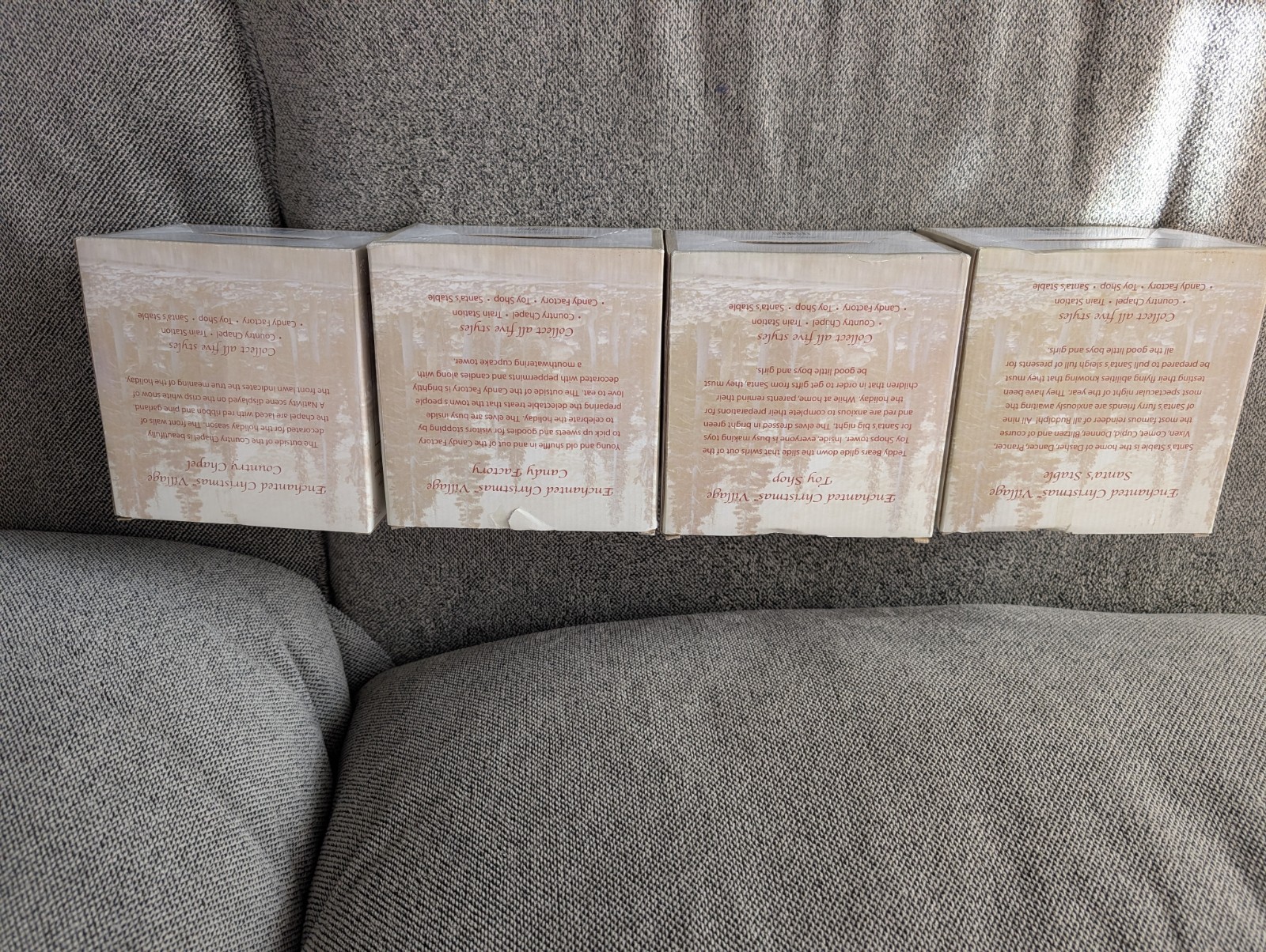 Vintage Enchanted Christmas Village Set Of 4 Approx. 6″ x 7″ x 4″ w/box