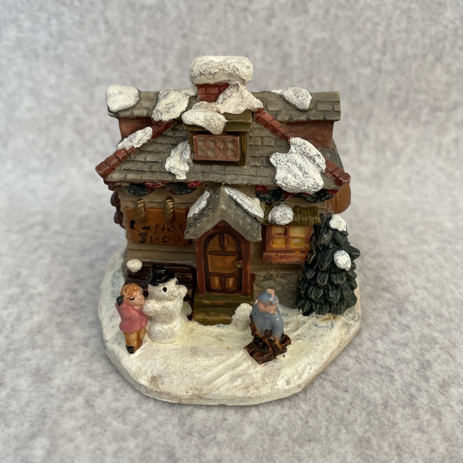 Winsor Collection Winter Christmas Village House Candy Shop Collectible 3″x3″