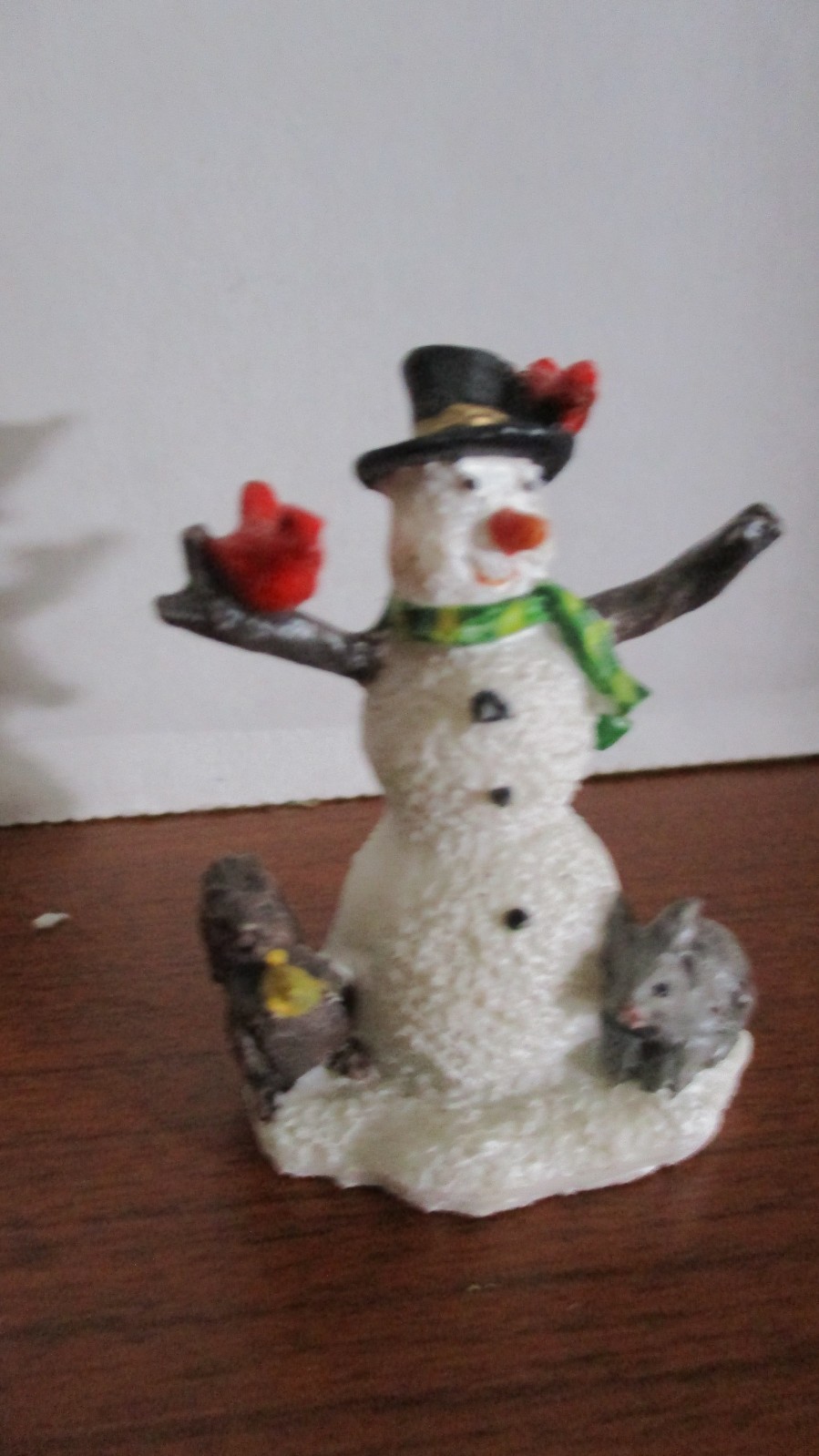 SNOWMAN with BIRDS & SQUIRRELS 2.25″ Tall Christmas Village Figurine