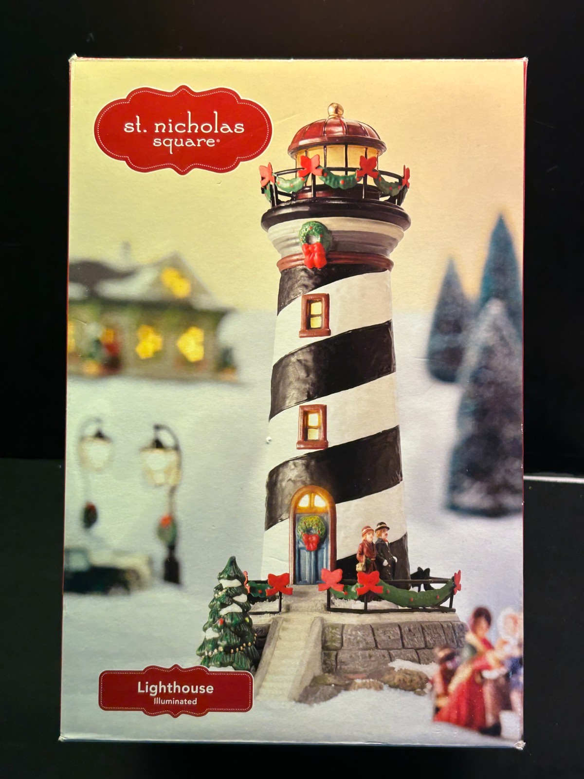 🎄🎄 St. Nicholas Square-Illuminated Spiral Lighthouse-The Village Collection