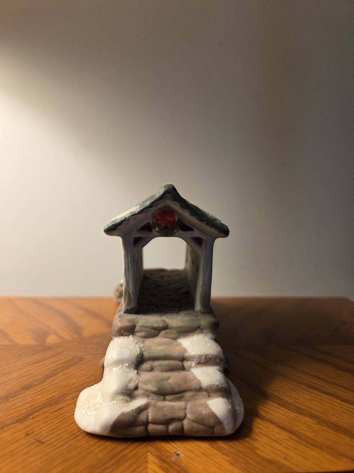 2002 Cobblestone Corners Village COVERED BRIDGE Christmas Ceramic