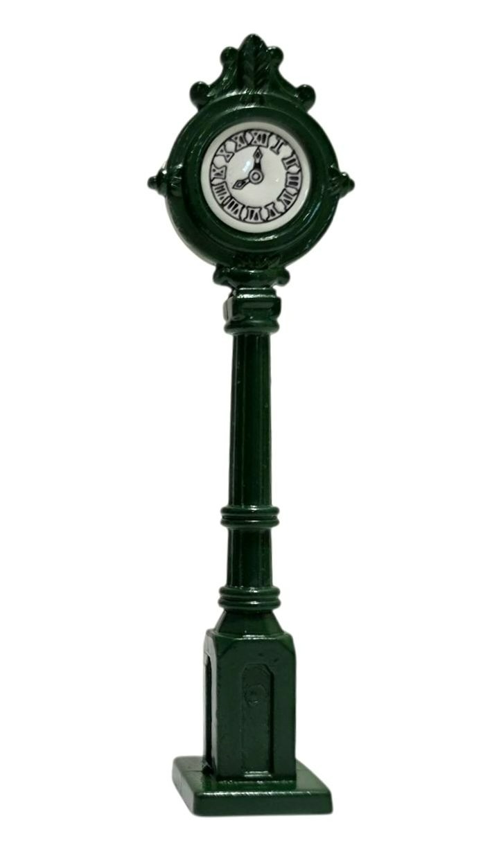 Vintage Green Cast Iron Street Clock Tower Christmas Village Accessory Holiday